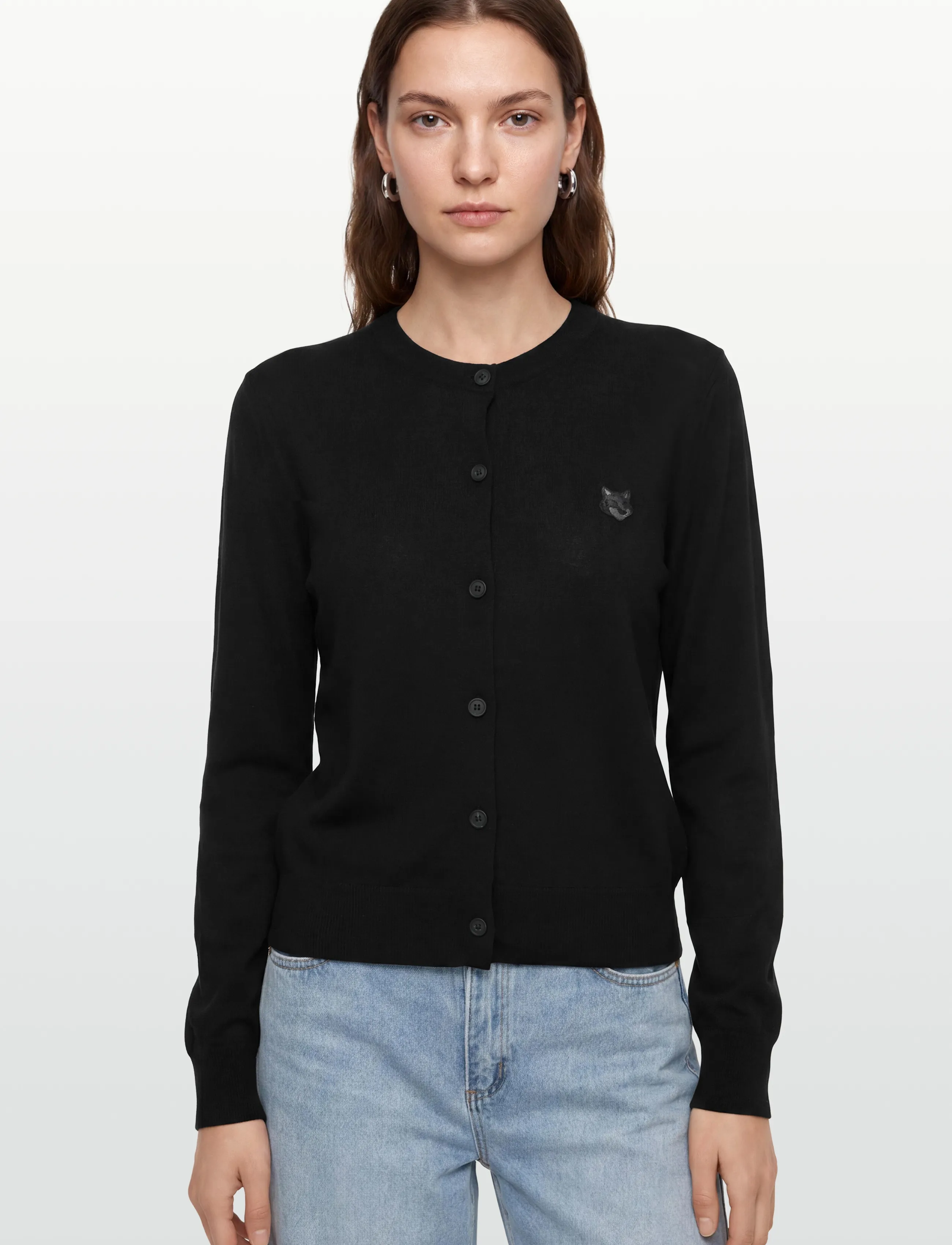 Maison Kitsune - BOLD FOX HEAD PATCH REGULAR CARDIGAN - koftor - black - 3