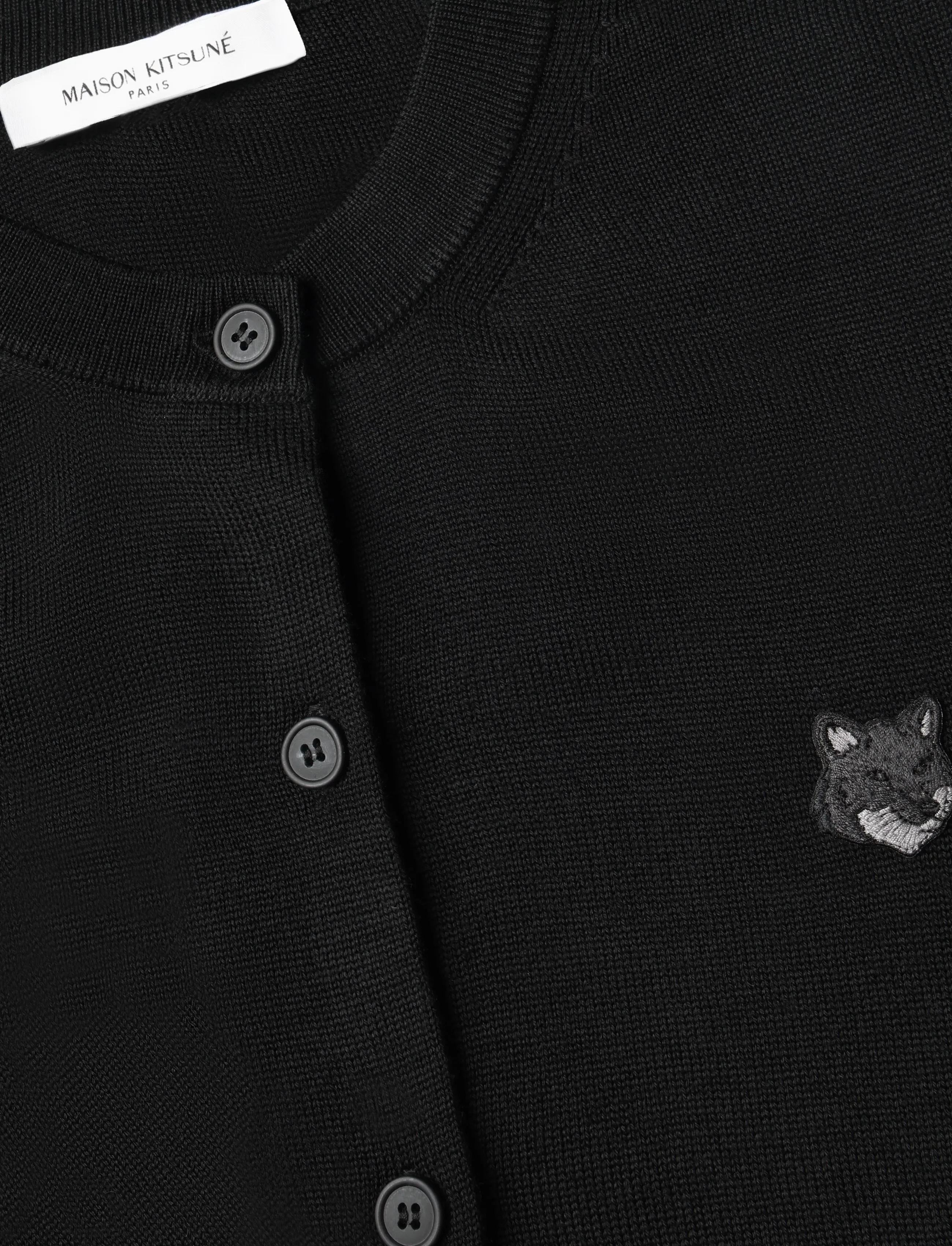 Maison Kitsune - BOLD FOX HEAD PATCH REGULAR CARDIGAN - cardigans - black - 2