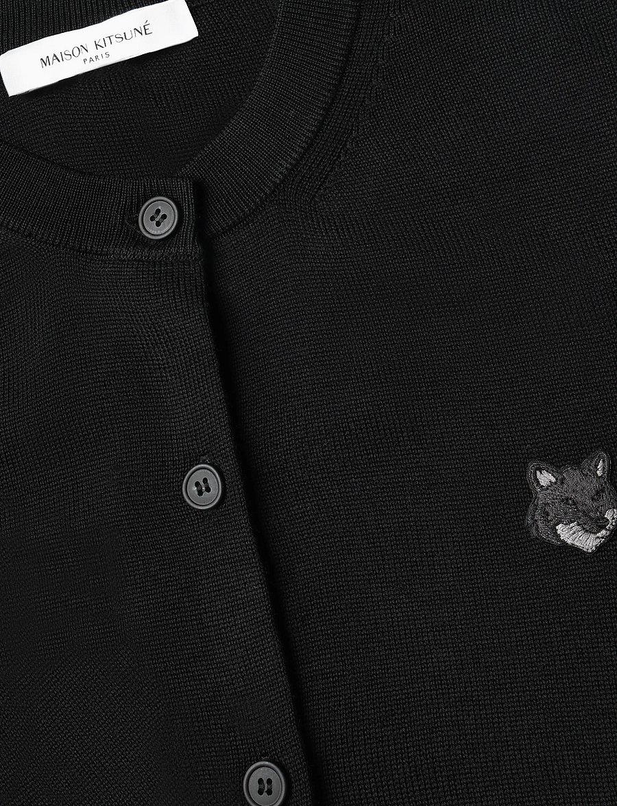 Maison Kitsune - BOLD FOX HEAD PATCH REGULAR CARDIGAN - kardiganid - black - 2