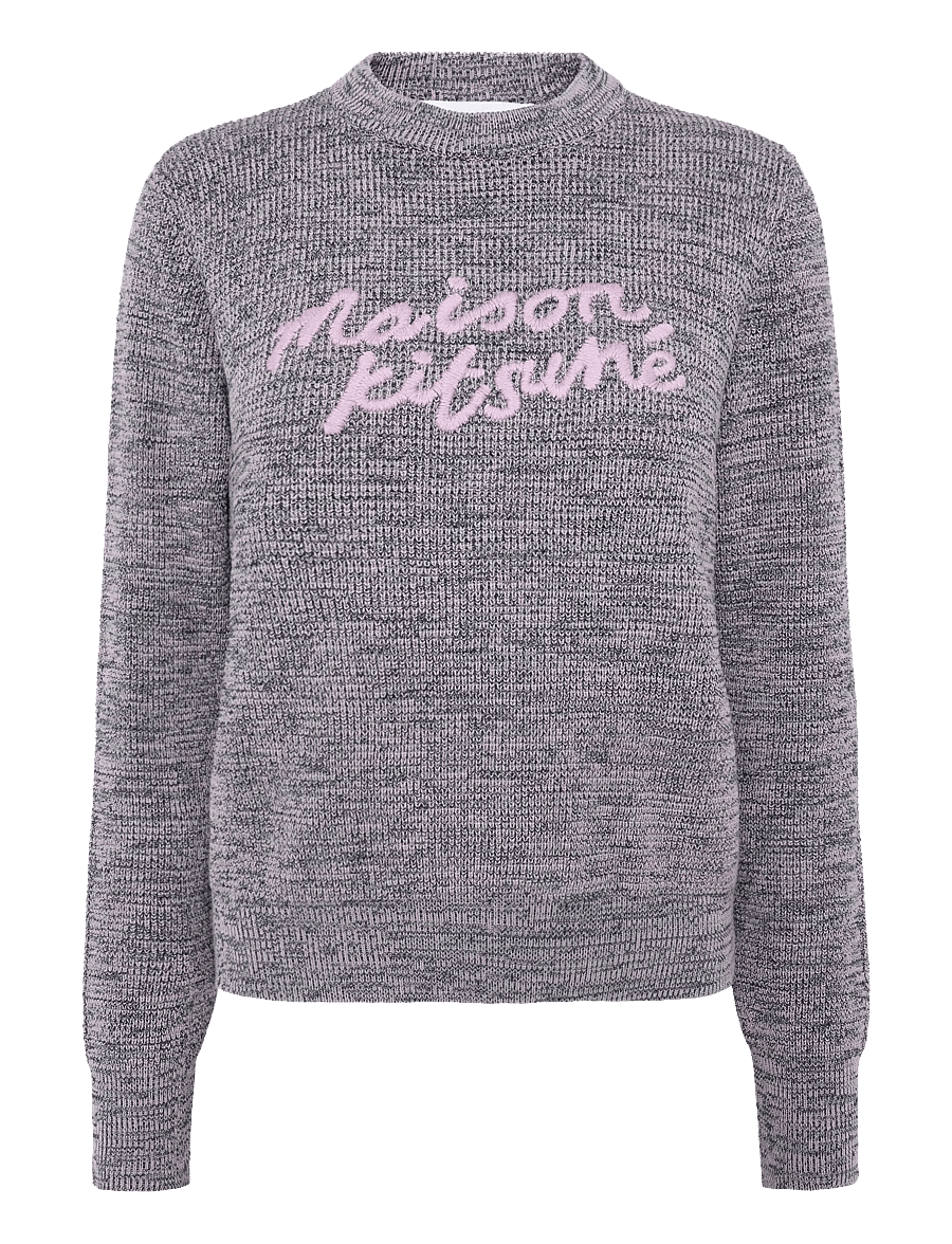 Maison Kitsune - MAISON KITSUNE HANDWRITING COMFORT JUMPER - stickade tröjor - lilac melange - 1