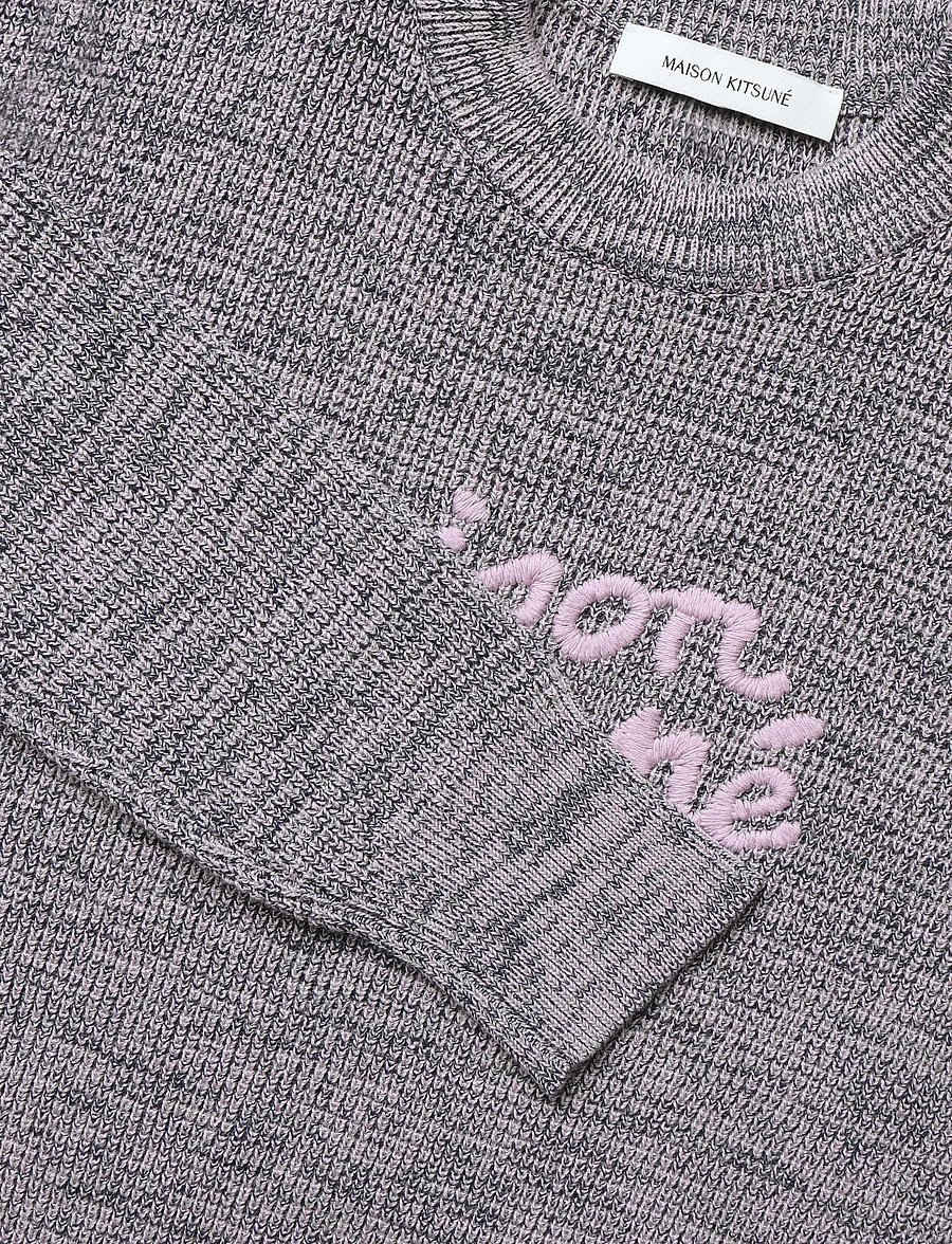 Maison Kitsune - MAISON KITSUNE HANDWRITING COMFORT JUMPER - stickade tröjor - lilac melange - 5