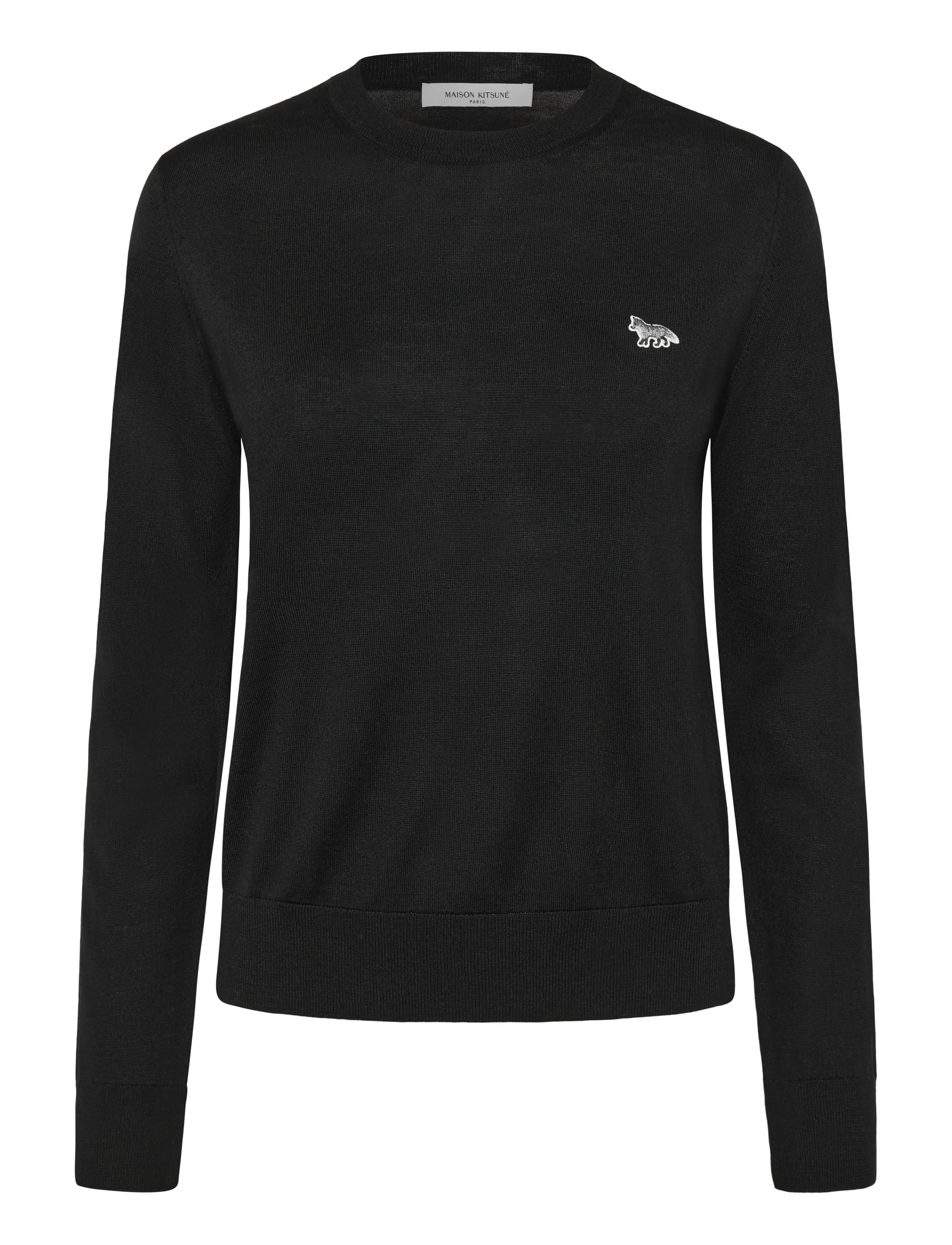 Maison Kitsune Baby Fox Patch Regular Jumper, XS, Knitwear, Schwarz - Jumpers, Frauen