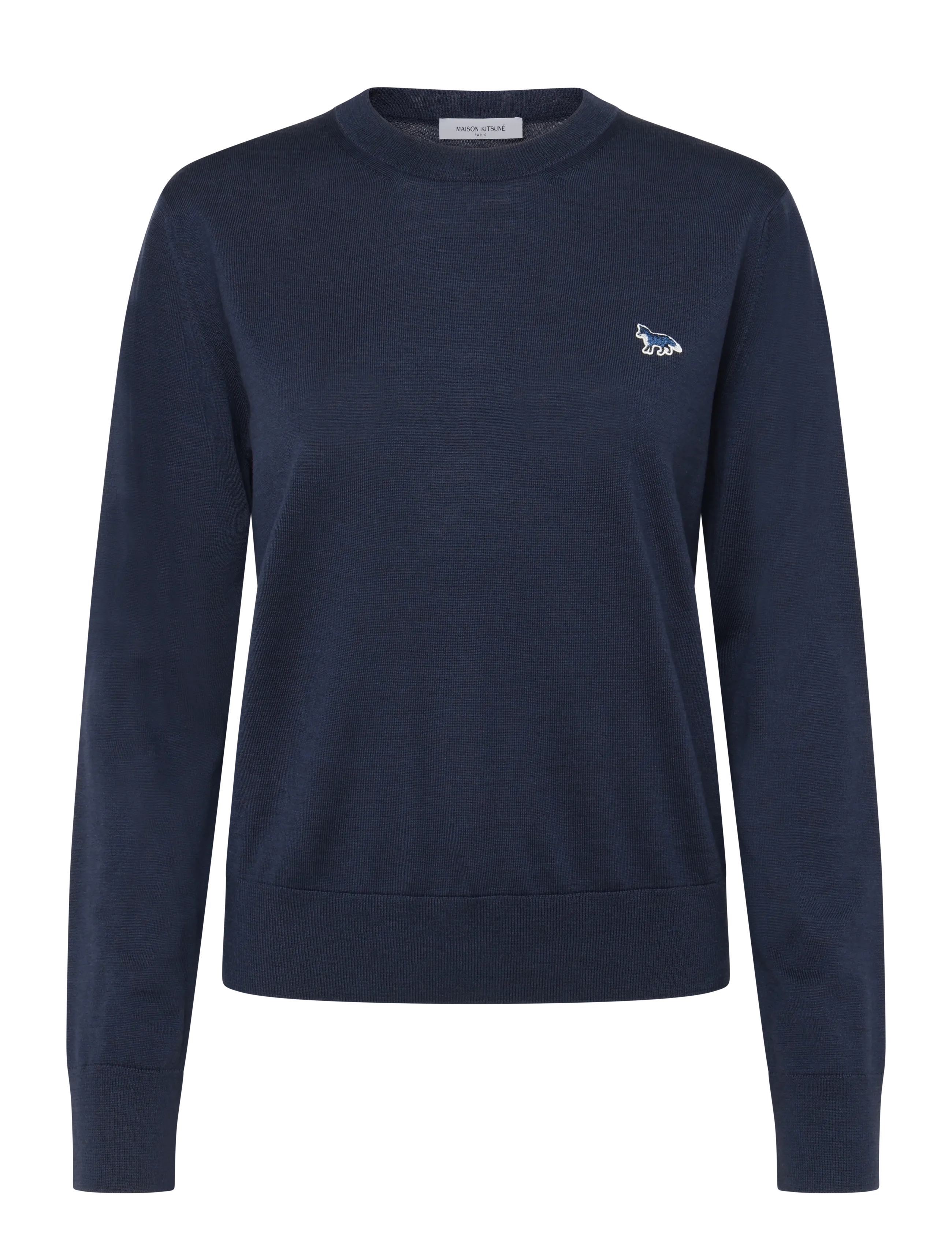 Maison Kitsune Baby Fox Patch Regular Jumper, S, Knitwear, Marineblau - Jumpers, Frauen
