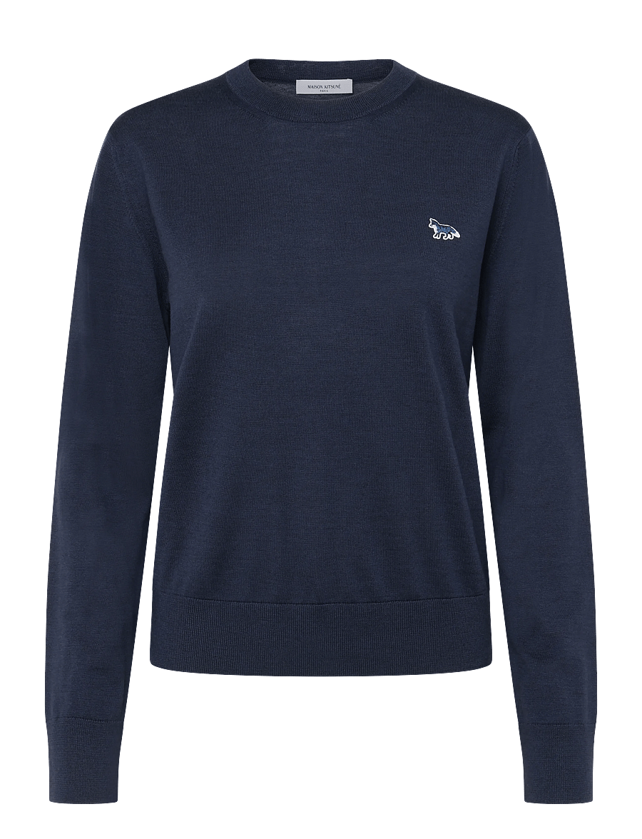 Maison Kitsune - BABY FOX PATCH REGULAR JUMPER - striktrøjer - deepnavy - 0