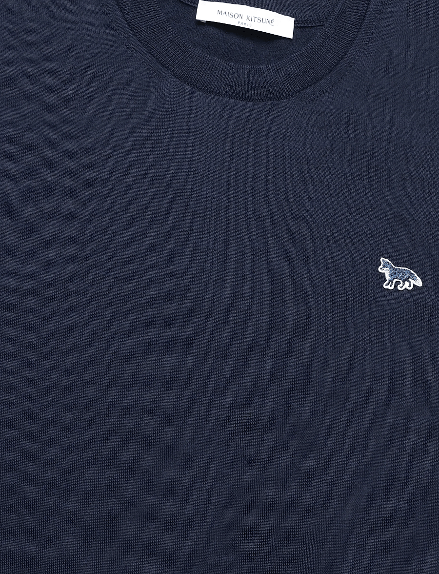 Maison Kitsune - BABY FOX PATCH REGULAR JUMPER - striktrøjer - deepnavy - 2