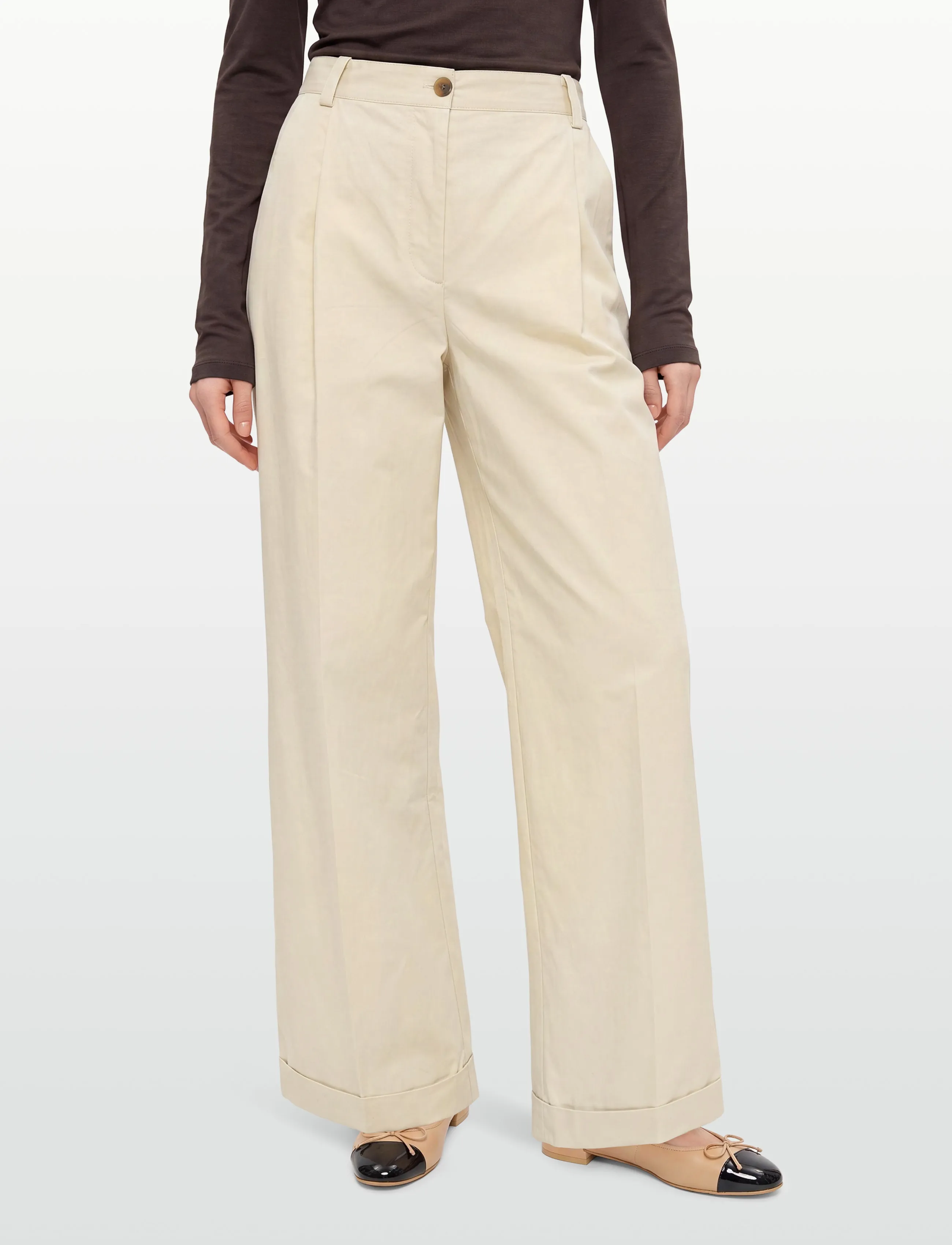 Maison Kitsune - DOUBLE PLEATS PANTS - wide leg trousers - paper - 3