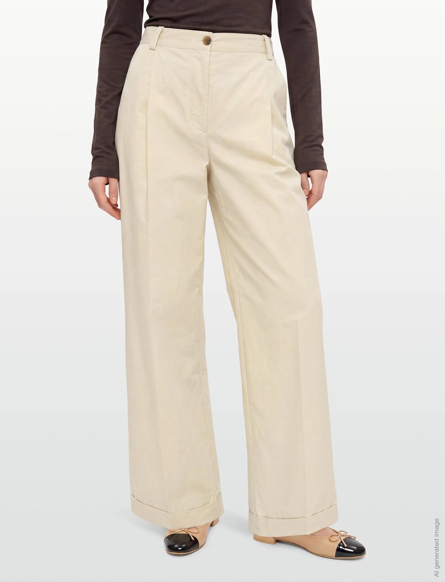 Maison Kitsune - DOUBLE PLEATS PANTS - wide leg trousers - paper - 3