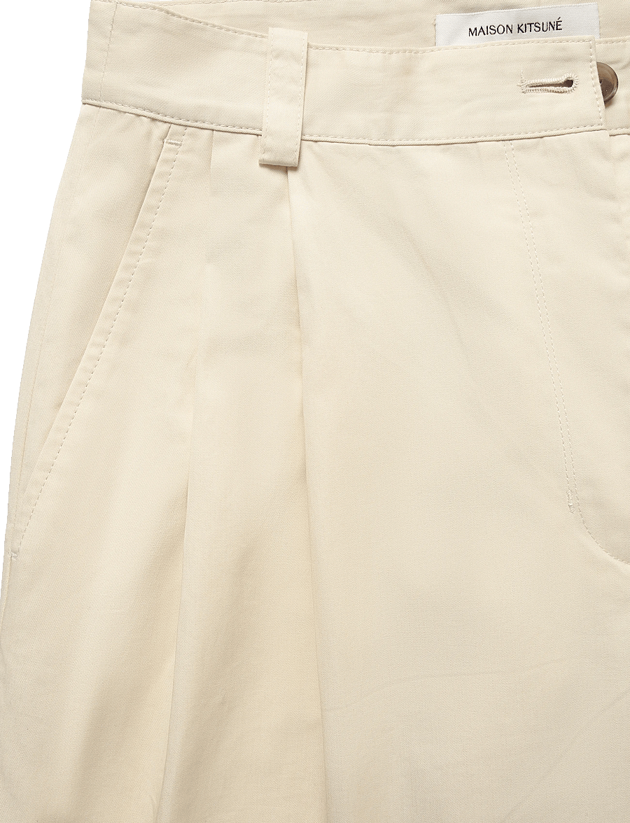 Maison Kitsune - DOUBLE PLEATS PANTS - hosen mit weitem bein - paper - 2