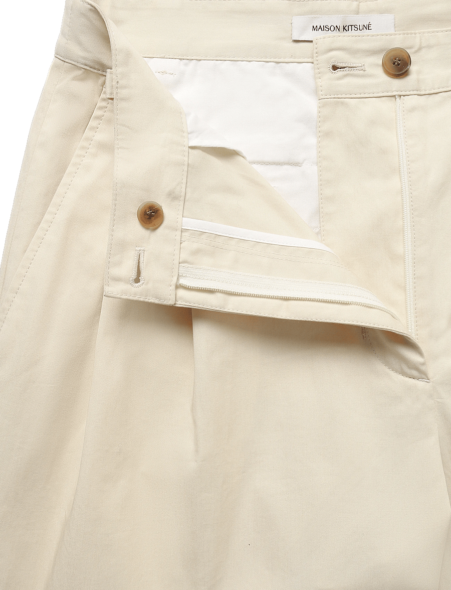 Maison Kitsune - DOUBLE PLEATS PANTS - hosen mit weitem bein - paper - 3