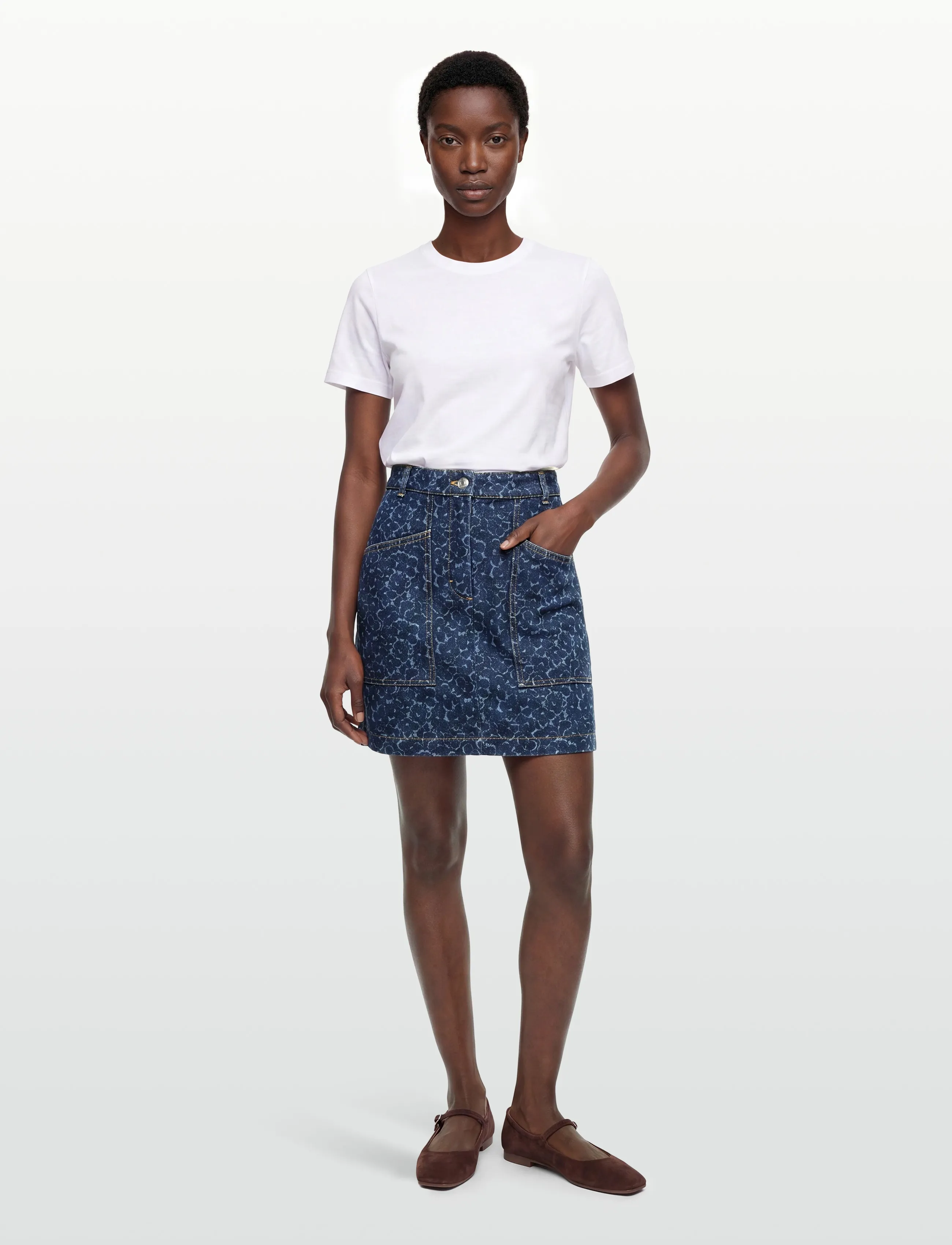 Maison Kitsune MINI DENIM SKIRT - Seelikud - LASER PRINT / navy