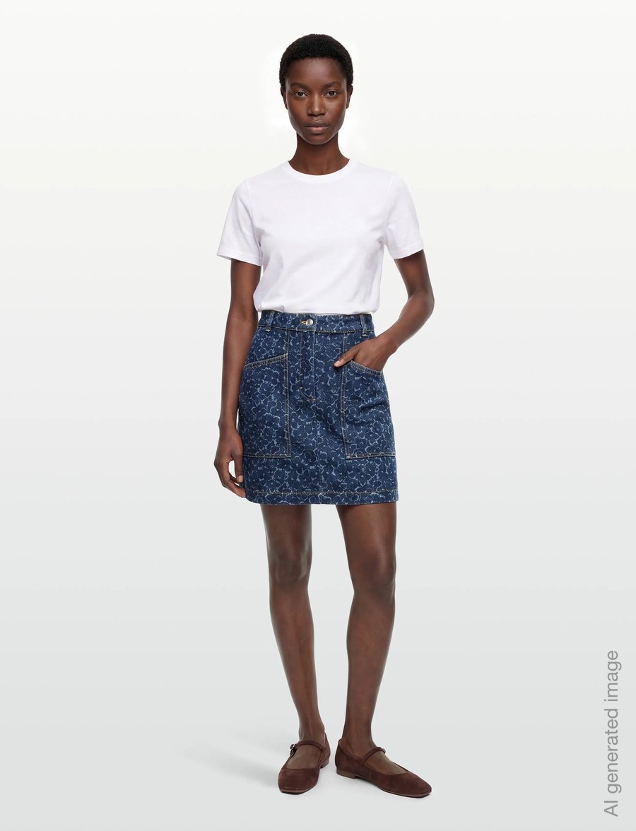 Maison Kitsune - MINI DENIM SKIRT - teksaseelikud - laser print - 0