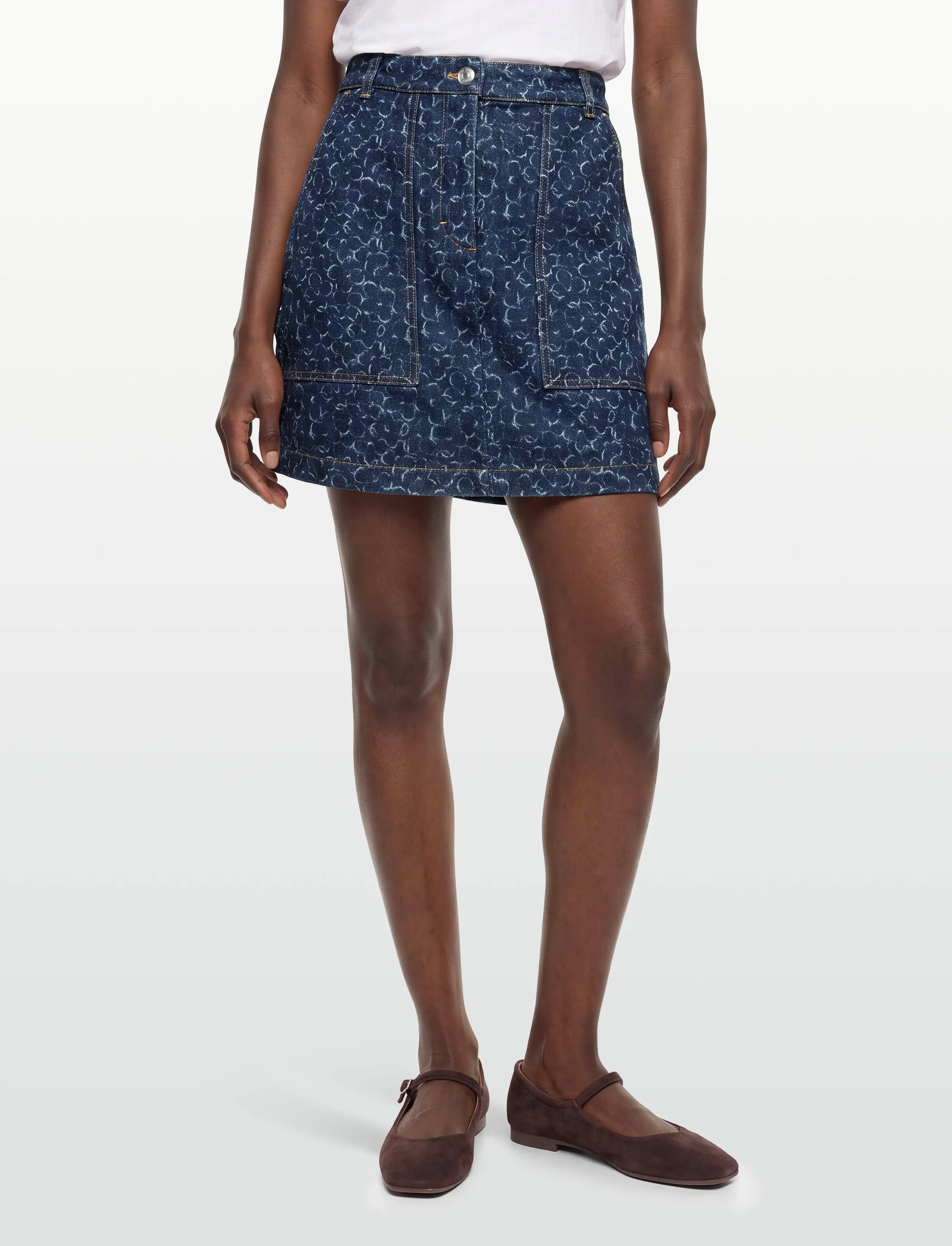 Maison Kitsune - MINI DENIM SKIRT - teksaseelikud - laser print - 3