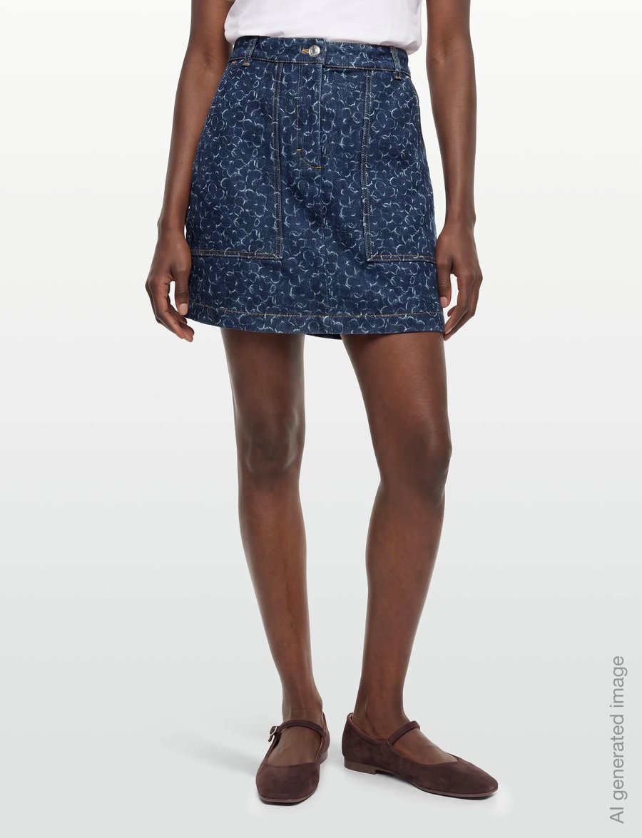 Maison Kitsune - MINI DENIM SKIRT - teksaseelikud - laser print - 3