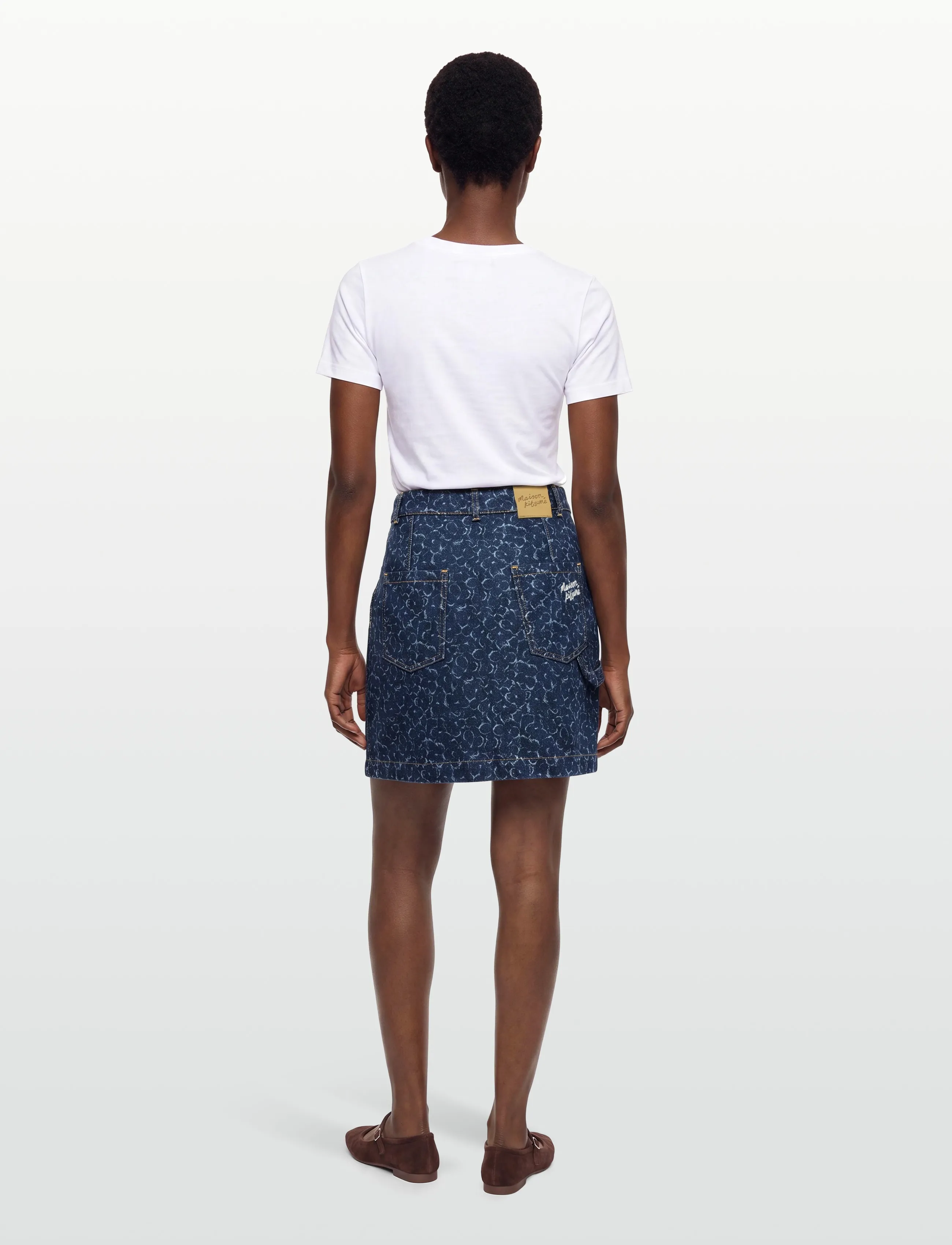 Maison Kitsune - MINI DENIM SKIRT - teksaseelikud - laser print - 4