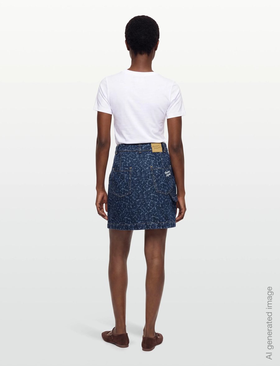 Maison Kitsune - MINI DENIM SKIRT - teksaseelikud - laser print - 4