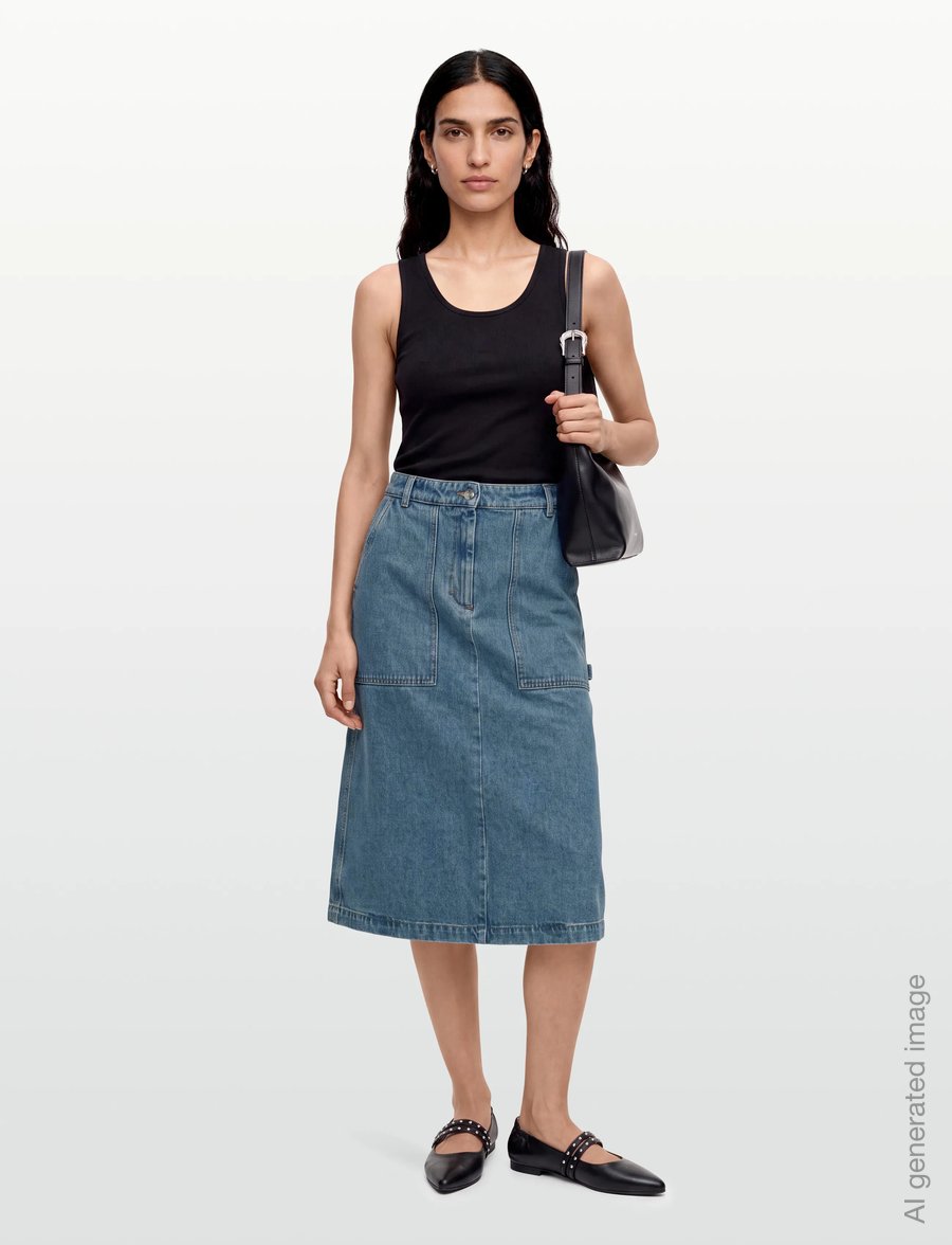 Maison Kitsune - WORKWEAR DENIM SKIRT - teksaseelikud - light stone indigo - 0