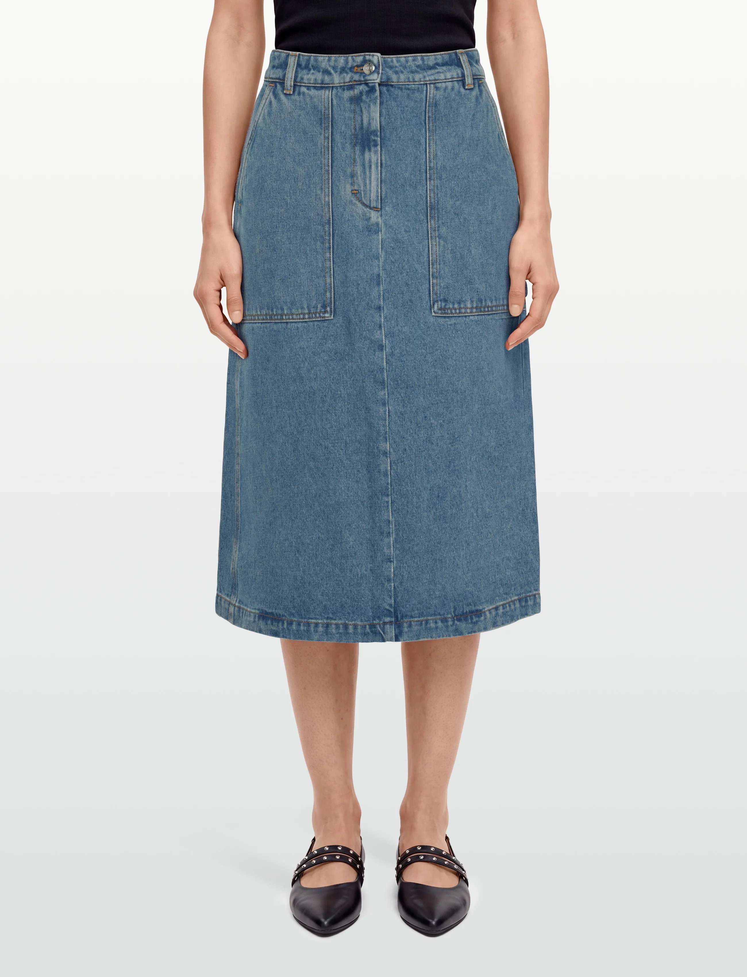 Maison Kitsune - WORKWEAR DENIM SKIRT - teksaseelikud - light stone indigo - 3