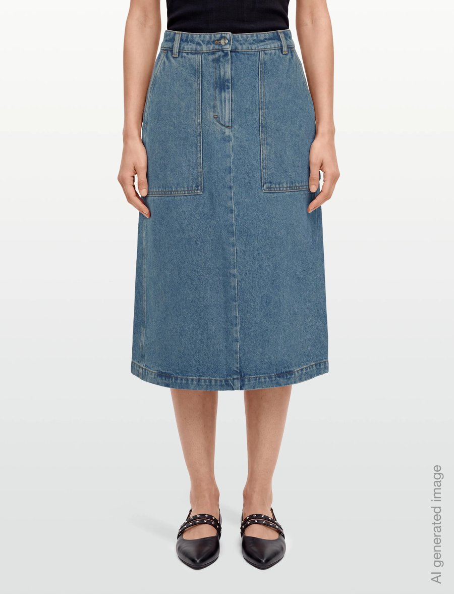 Maison Kitsune - WORKWEAR DENIM SKIRT - teksaseelikud - light stone indigo - 3