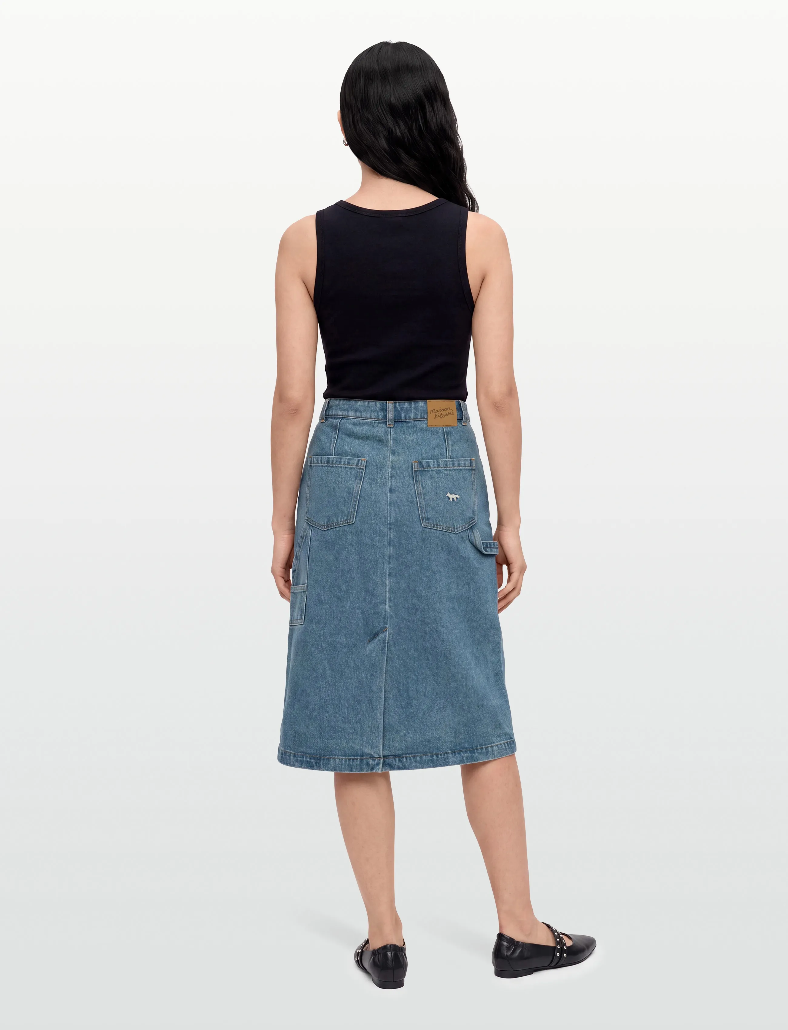 Maison Kitsune - WORKWEAR DENIM SKIRT - teksaseelikud - light stone indigo - 4