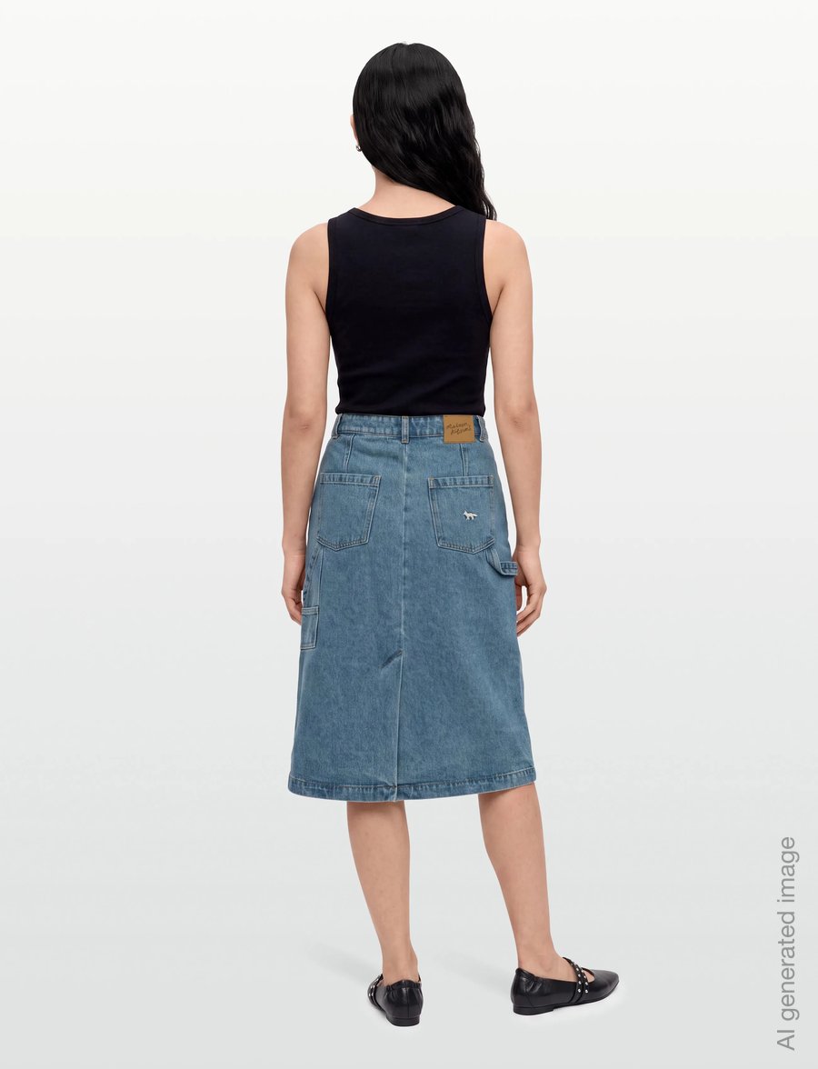 Maison Kitsune - WORKWEAR DENIM SKIRT - teksaseelikud - light stone indigo - 4