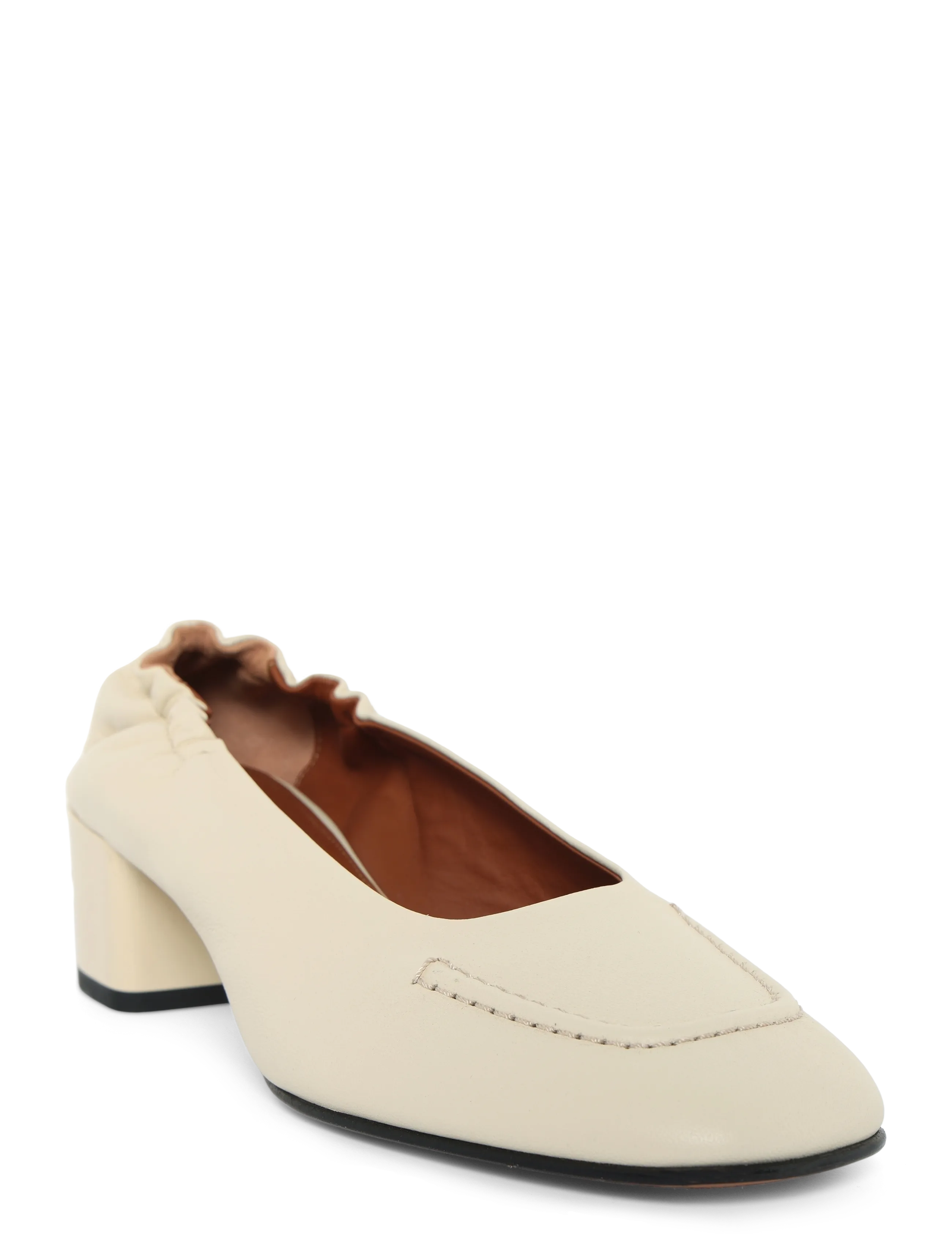 Maison Kitsune Leather Low-Heel Pump, 39, Heels, Creme - Pumps, Frauen