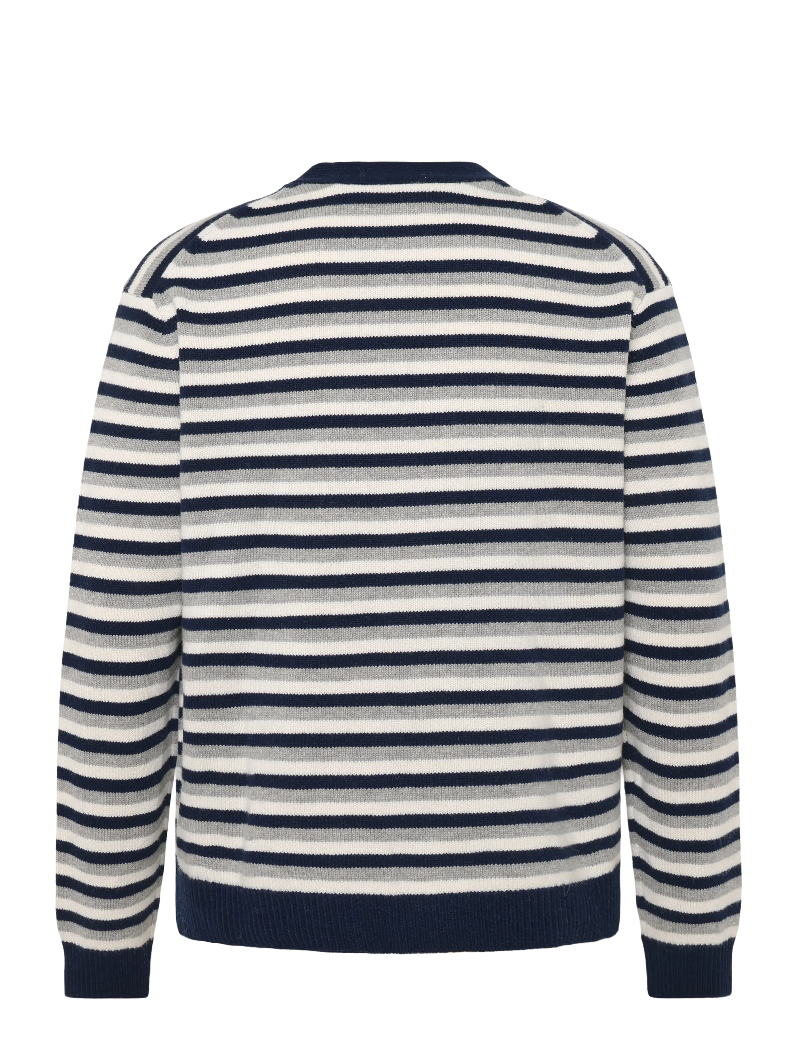 Maison Kitsune - FOX HEAD INTARSIA STRIPED COMFORT CARDIGAN - navy/white - 1