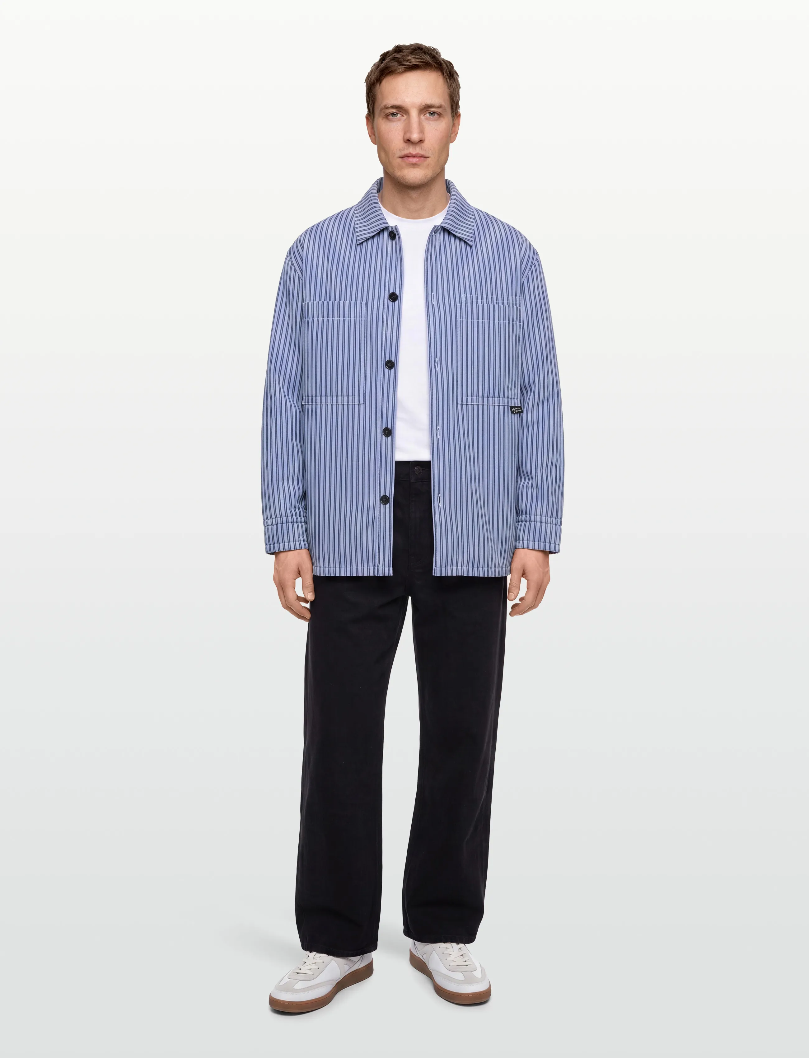Maison Kitsune Cotton Padded Overshirt, Mænd, Polstret Overshirt, Blå, Str: XL