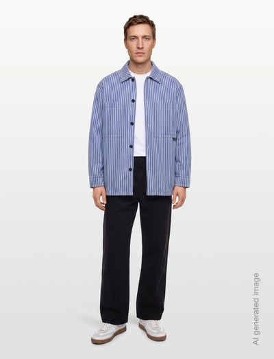 Maison Kitsune Cotton Padded Overshirt (Navy/blue/Blå) - 3799 kr