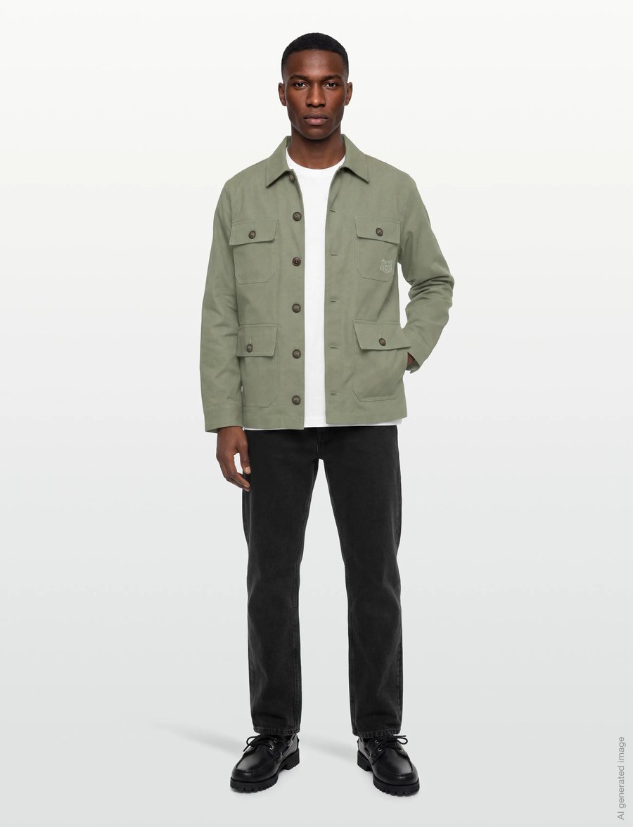 Maison Kitsune - UTILITY JACKET - kevadjoped - pebble - 0