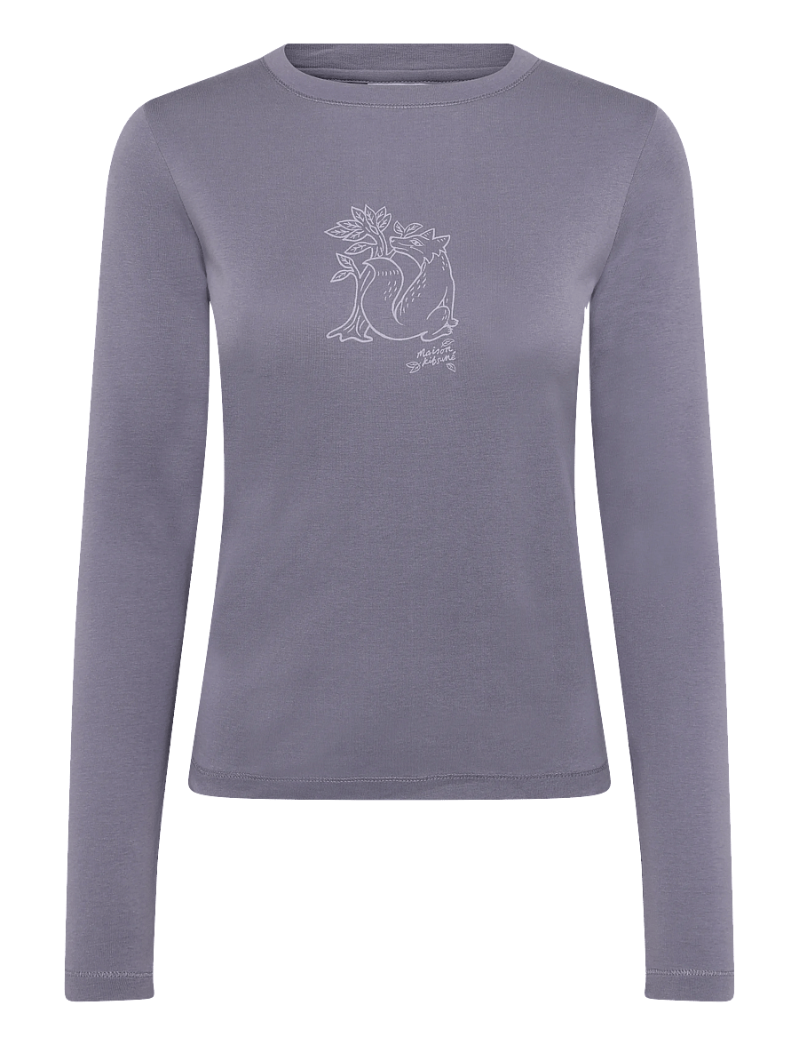 Maison Kitsune - WOODLAND FOX LONG SLEEVES SLIM TEE-SHIRT - langærmede toppe - aster - 0