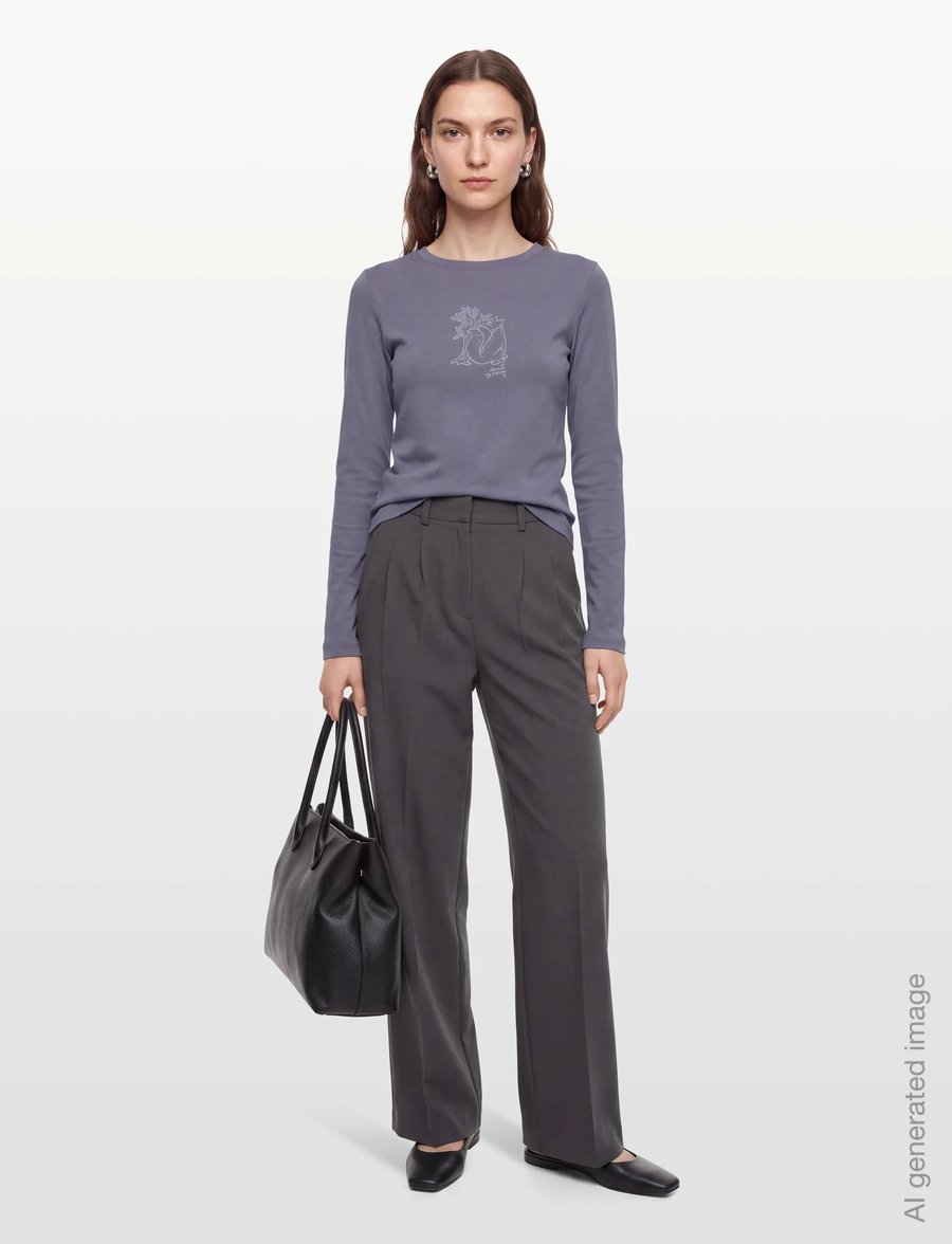 Maison Kitsune - WOODLAND FOX LONG SLEEVES SLIM TEE-SHIRT - långärmade toppar - aster - 0