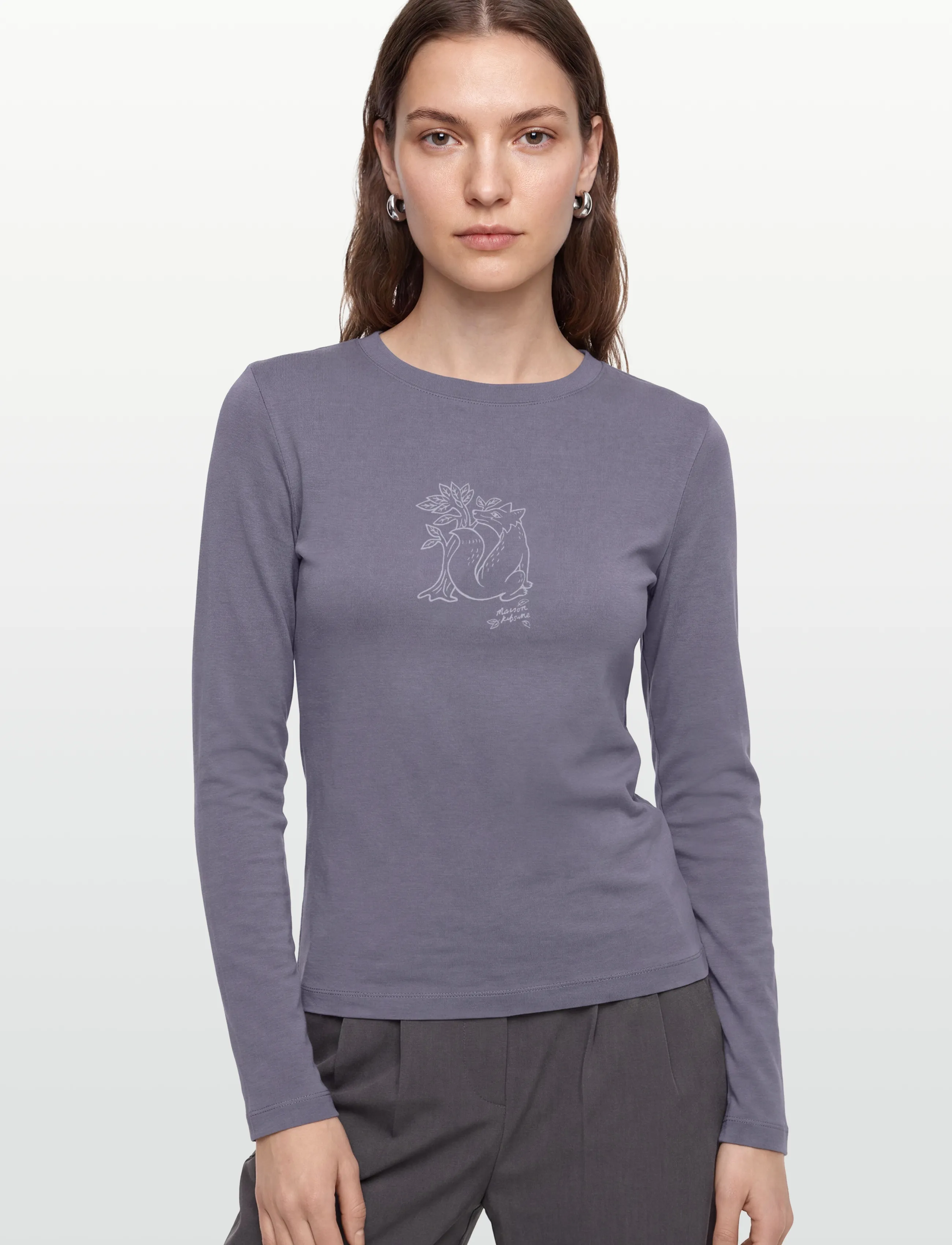 Maison Kitsune - WOODLAND FOX LONG SLEEVES SLIM TEE-SHIRT - långärmade toppar - aster - 3