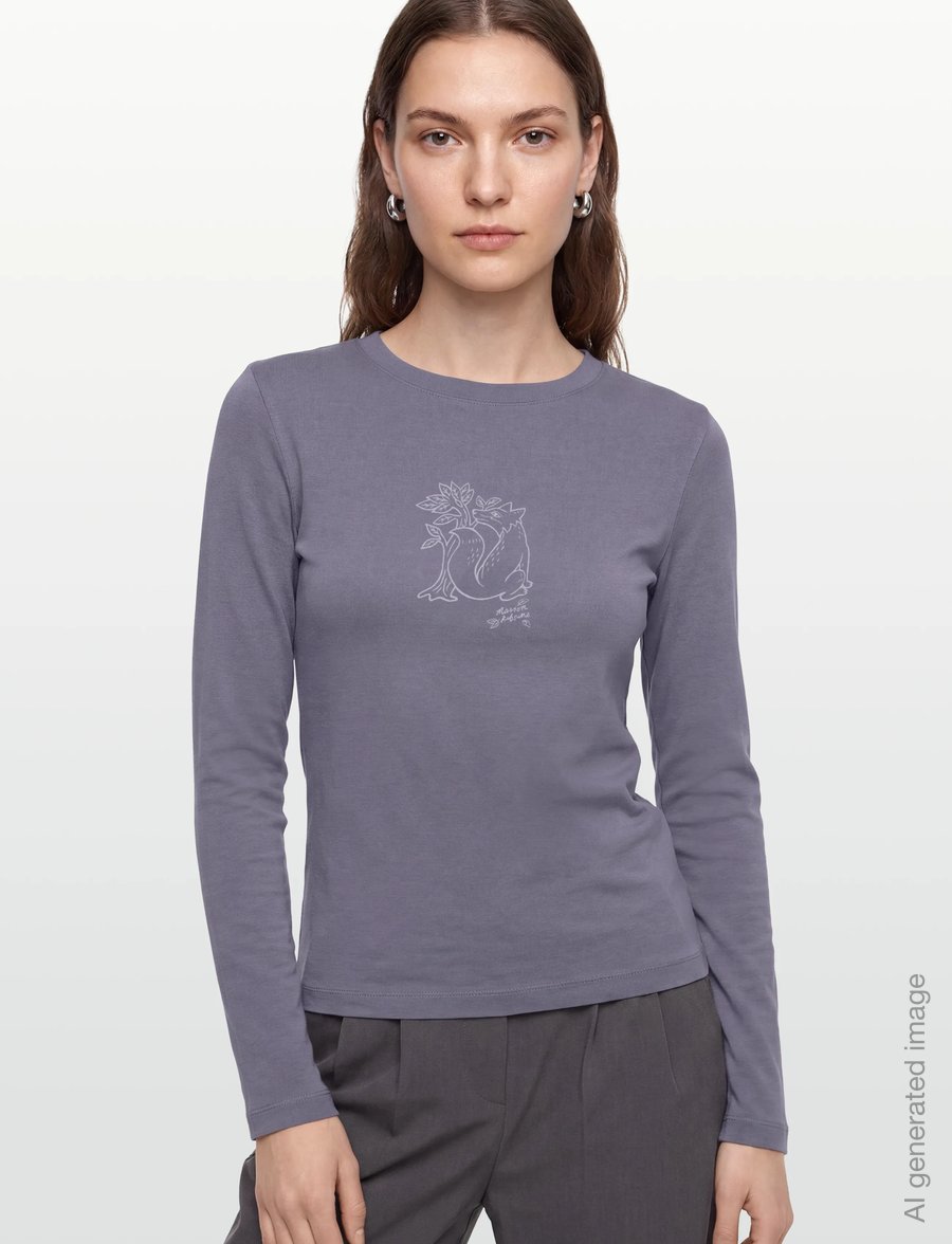 Maison Kitsune - WOODLAND FOX LONG SLEEVES SLIM TEE-SHIRT - långärmade toppar - aster - 3