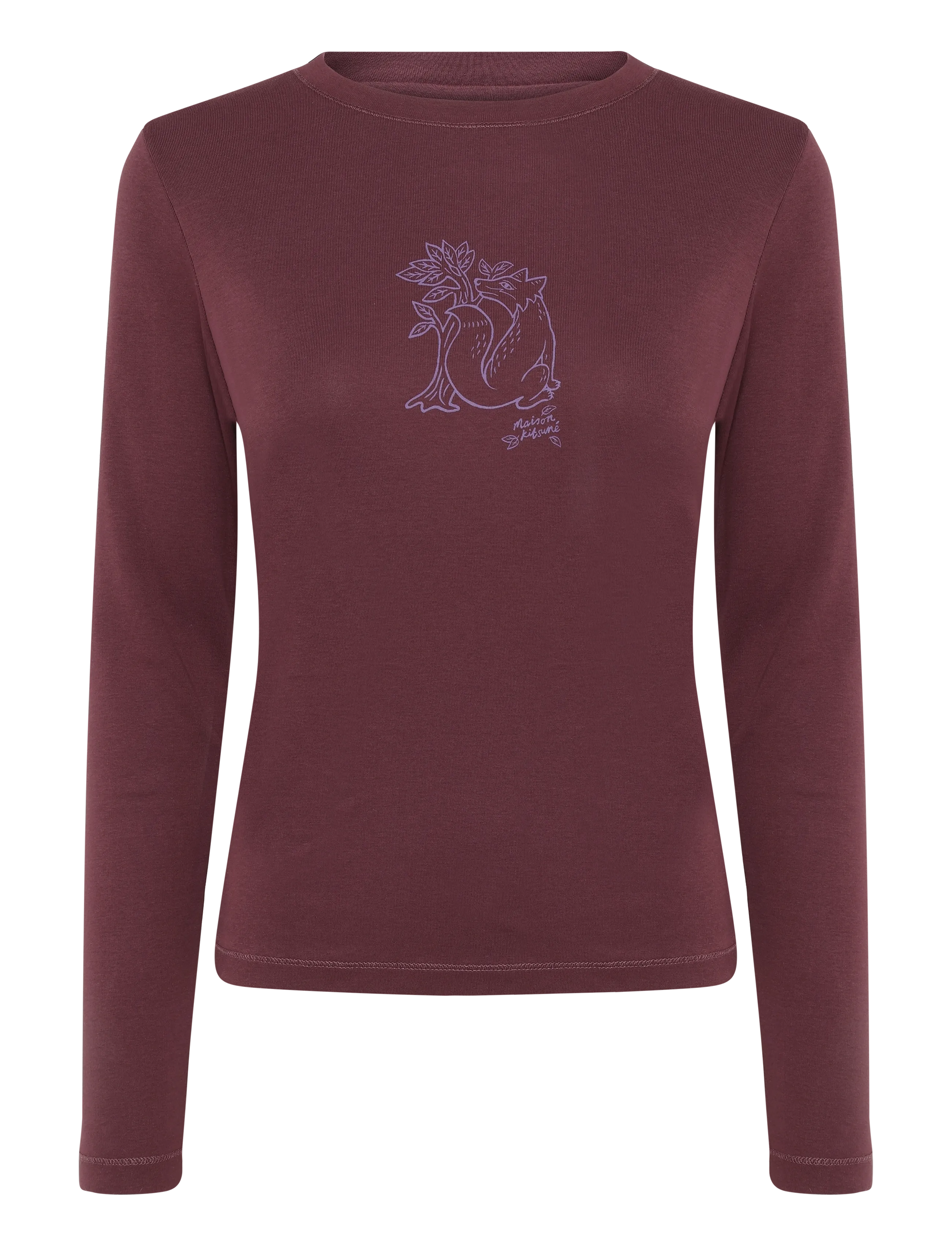 Maison Kitsune WOODLAND FOX LONG SLEEVES SLIM TEE-SHIRT - Pikkade varrukatega alussärgid - BAKELITE / burgundy