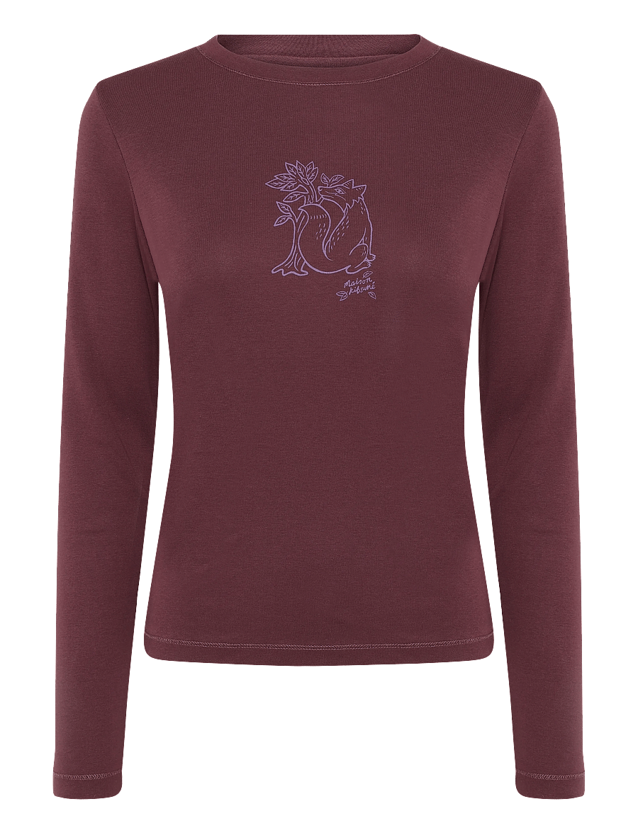 Maison Kitsune - WOODLAND FOX LONG SLEEVES SLIM TEE-SHIRT - långärmade toppar - bakelite - 1