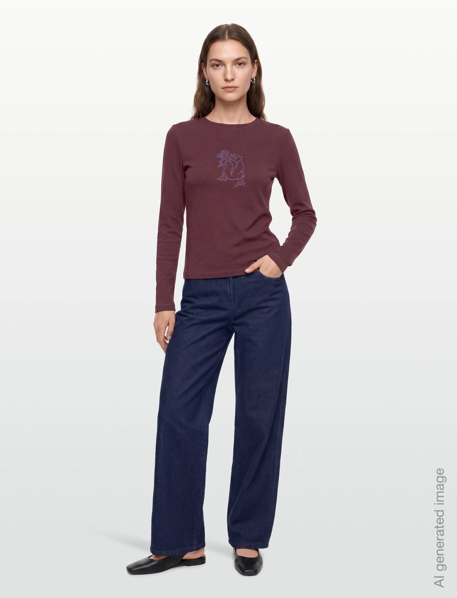 Maison Kitsune - WOODLAND FOX LONG SLEEVES SLIM TEE-SHIRT - långärmade toppar - bakelite - 0