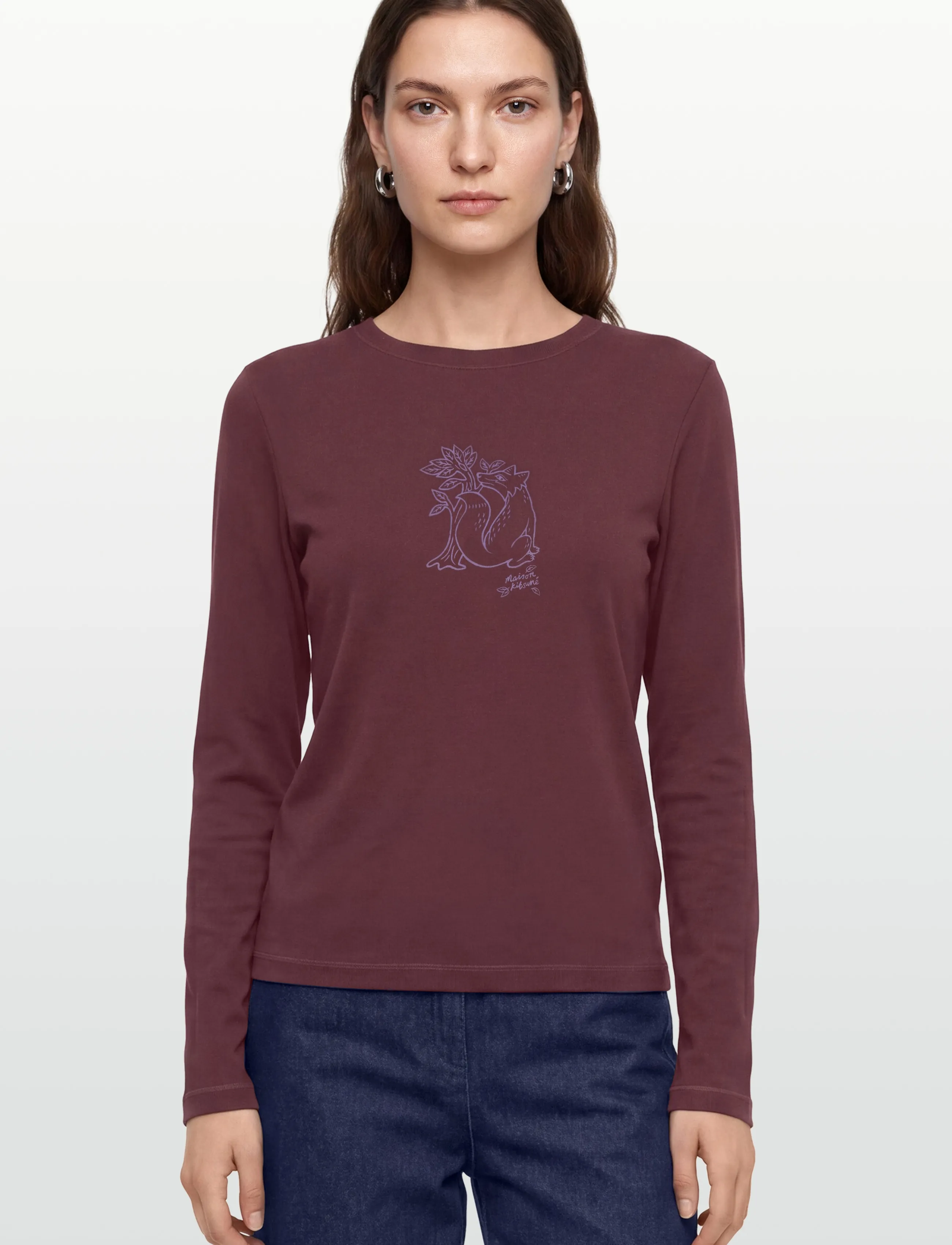 Maison Kitsune - WOODLAND FOX LONG SLEEVES SLIM TEE-SHIRT - langärmlige tops - bakelite - 3