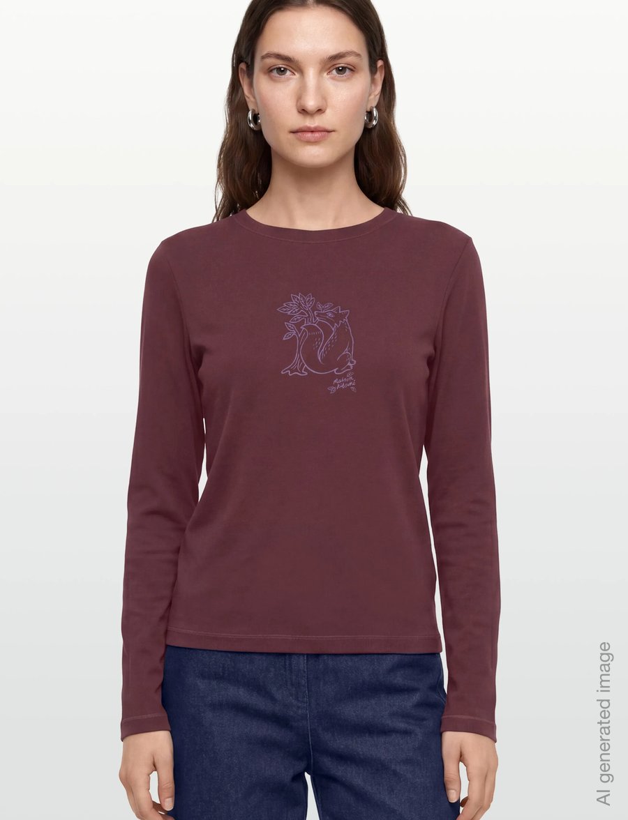 Maison Kitsune - WOODLAND FOX LONG SLEEVES SLIM TEE-SHIRT - långärmade toppar - bakelite - 3