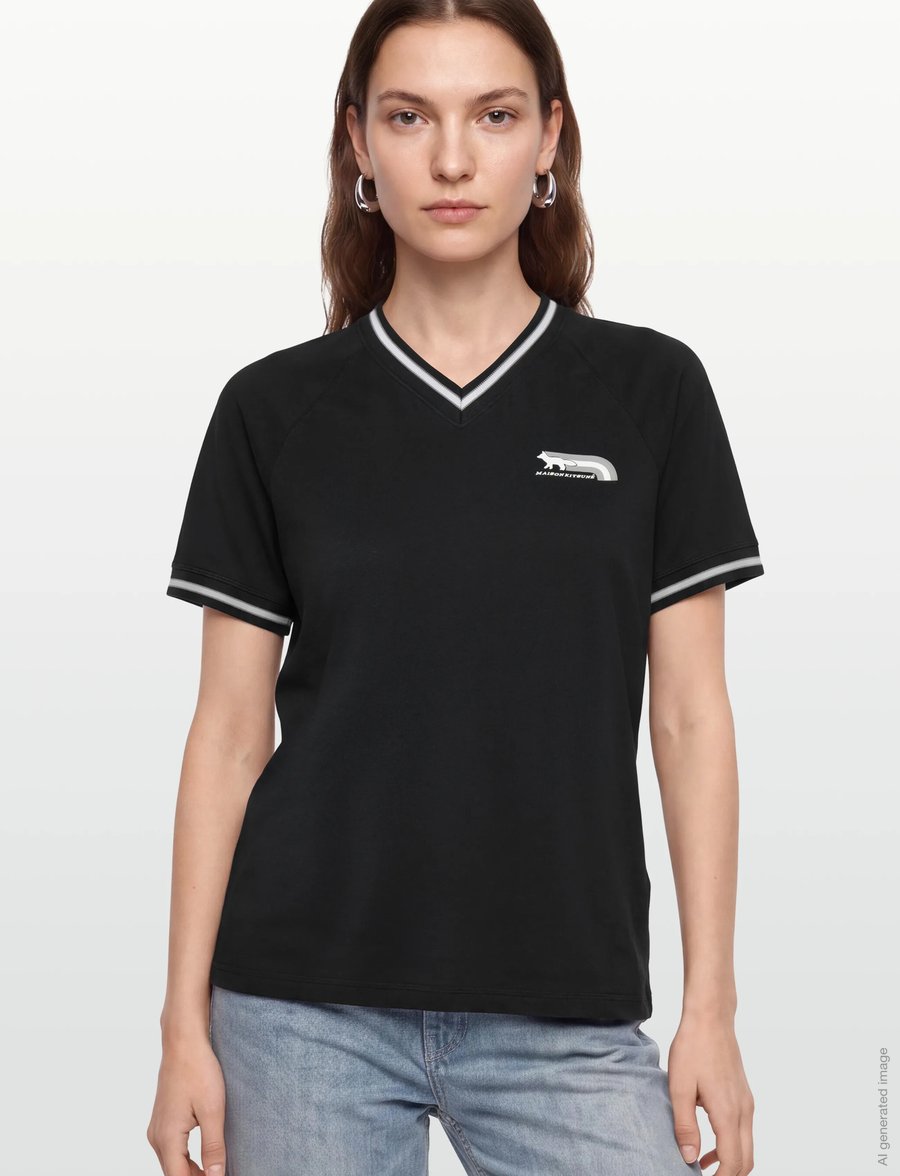 Maison Kitsune - FLASH FOX FOX RAGLAN TEE-SHIRT - t-shirts - black - 3