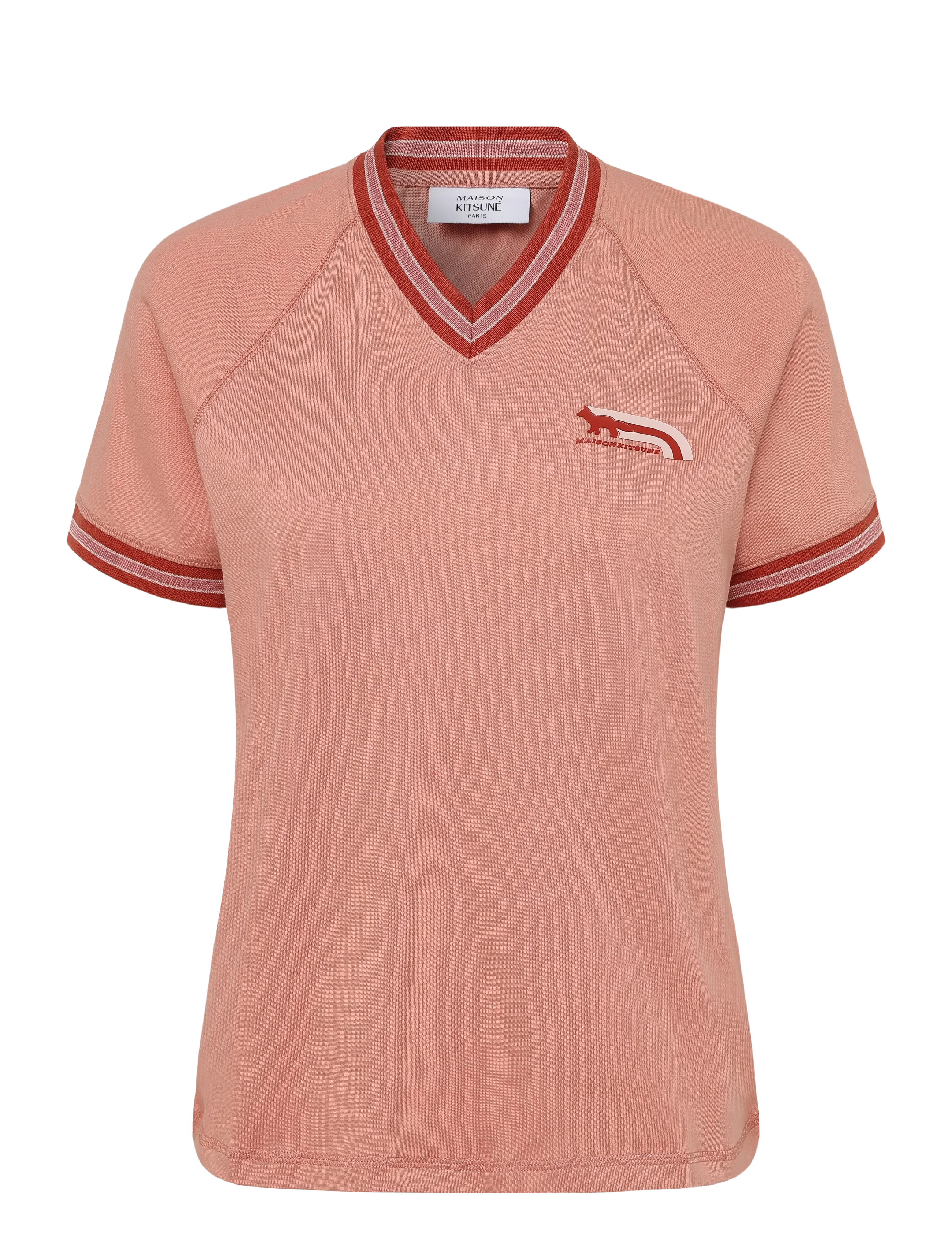 Maison Kitsune FLASH FOX FOX RAGLAN TEE-SHIRT - T-shirts - ACER LEAF / coral