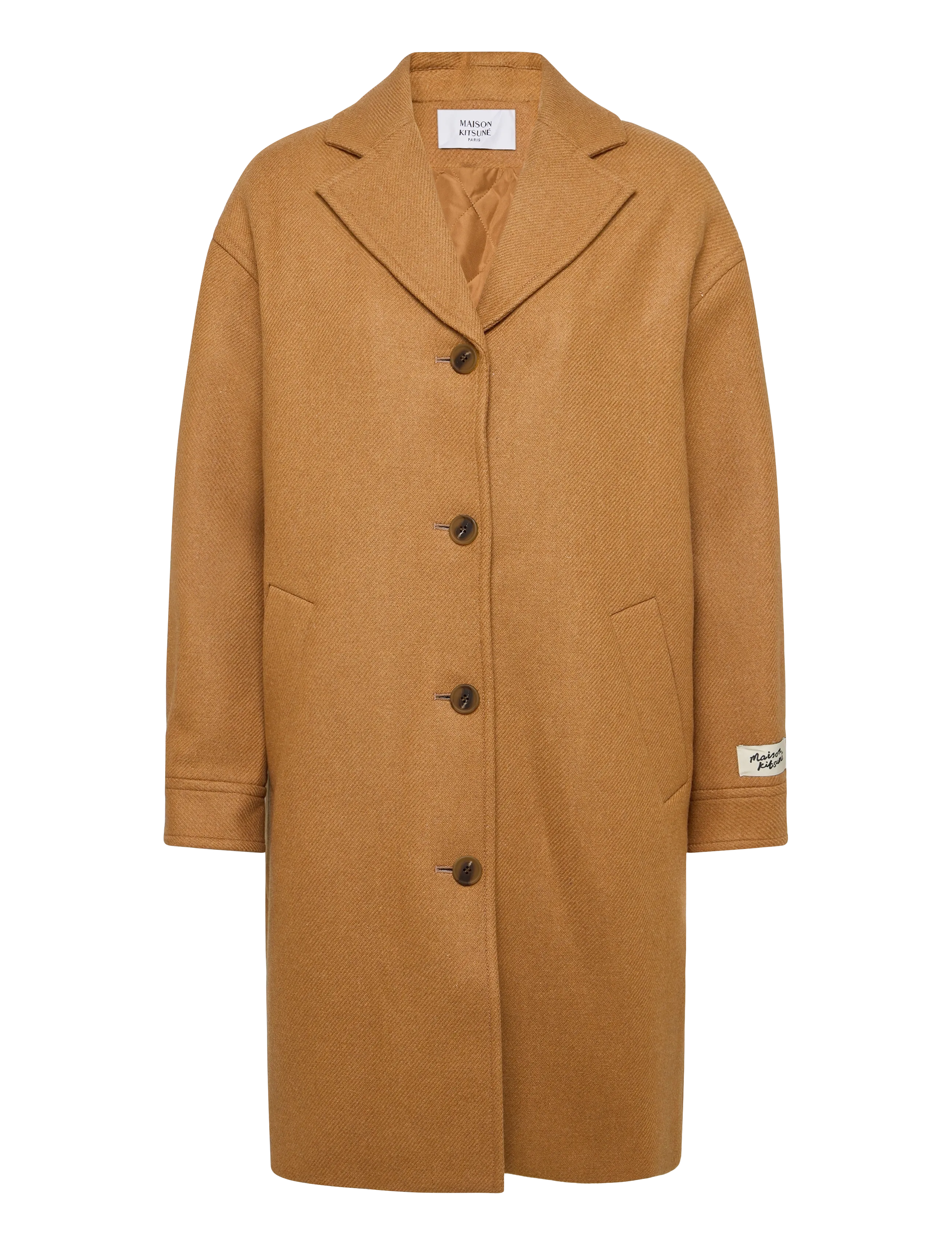 Maison Kitsune WOOL COAT - Wool Coats - BEIGE MELANGE / beige