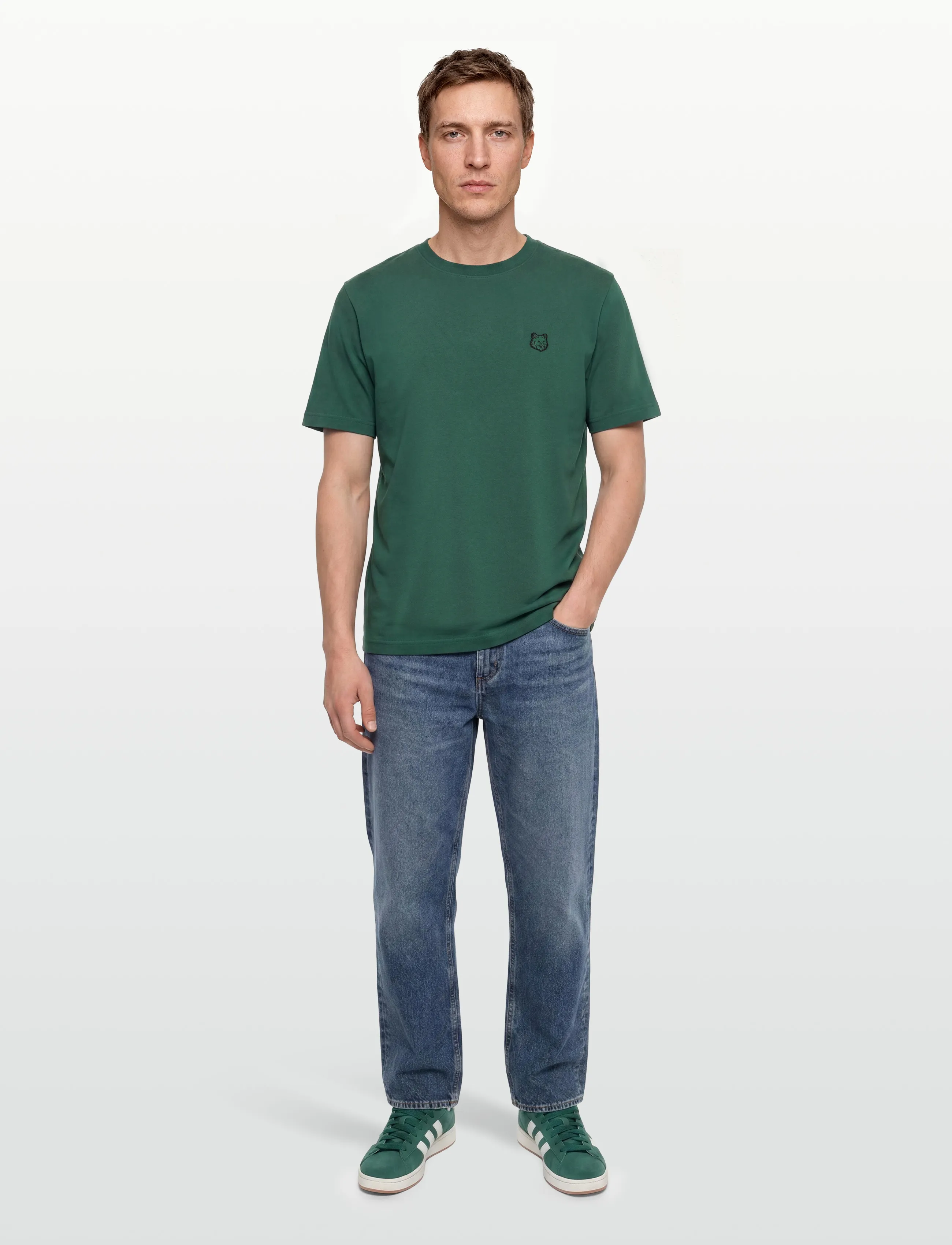 Maison Kitsune BOLD FOX HEAD PATCH COMFORT TEE SHIRT - Fitness & Løb - BOTTLE GREEN / green