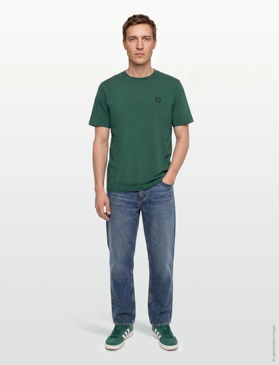 Maison Kitsune - BOLD FOX HEAD PATCH COMFORT TEE SHIRT - kortærmede t-shirts - bottle green - 0