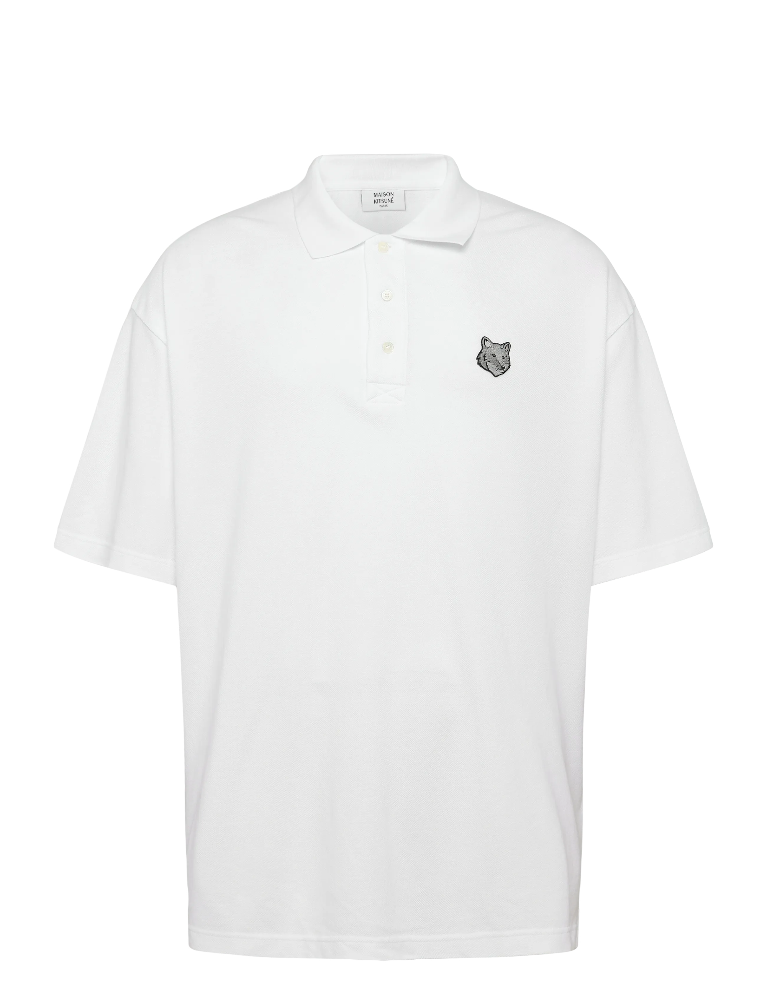 Maison Kitsune BOLD FOX HEAD PATCH OVERSIZE POLO - Visa allt - WHITE / white