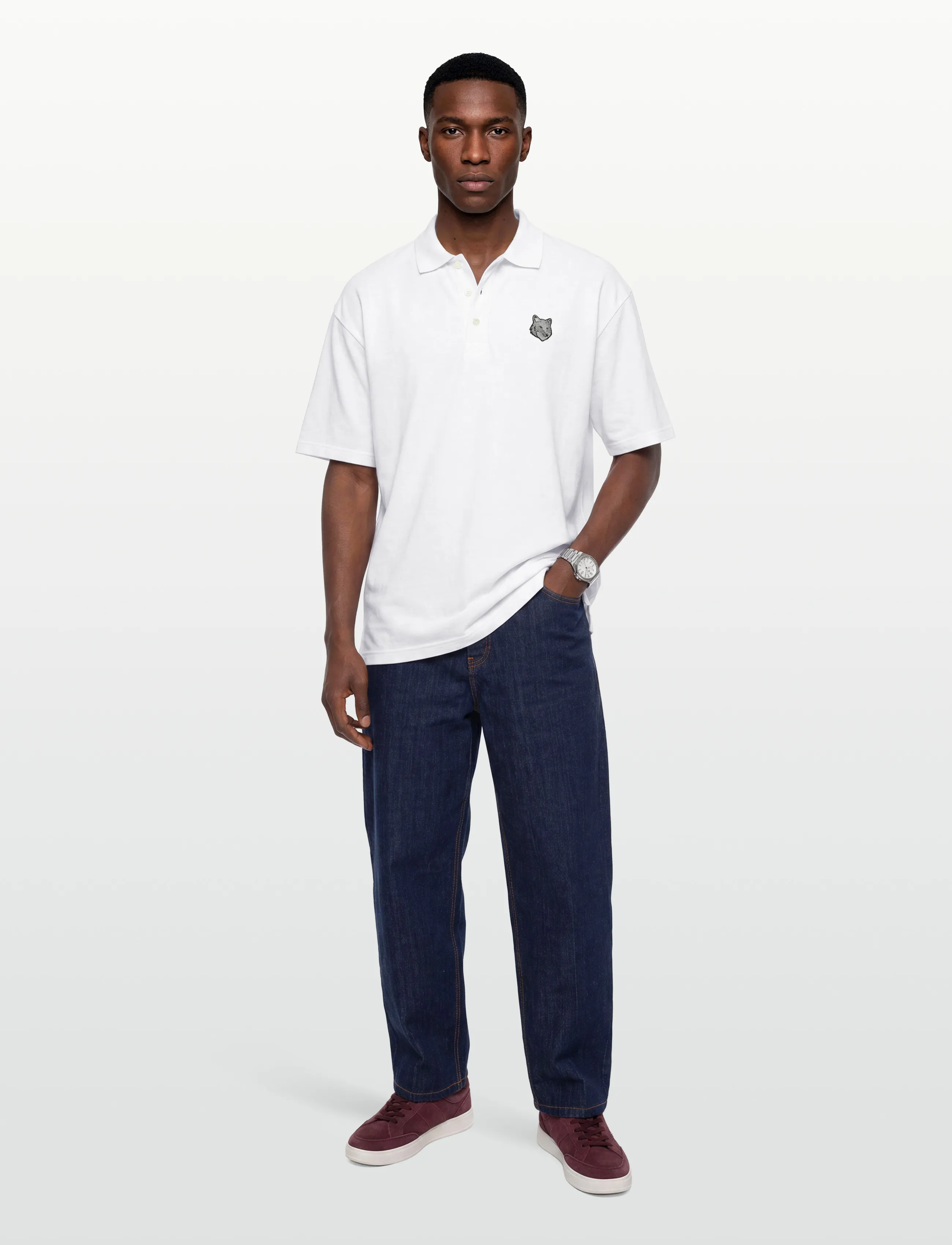Bold Fox Head Patch Oversize Polo