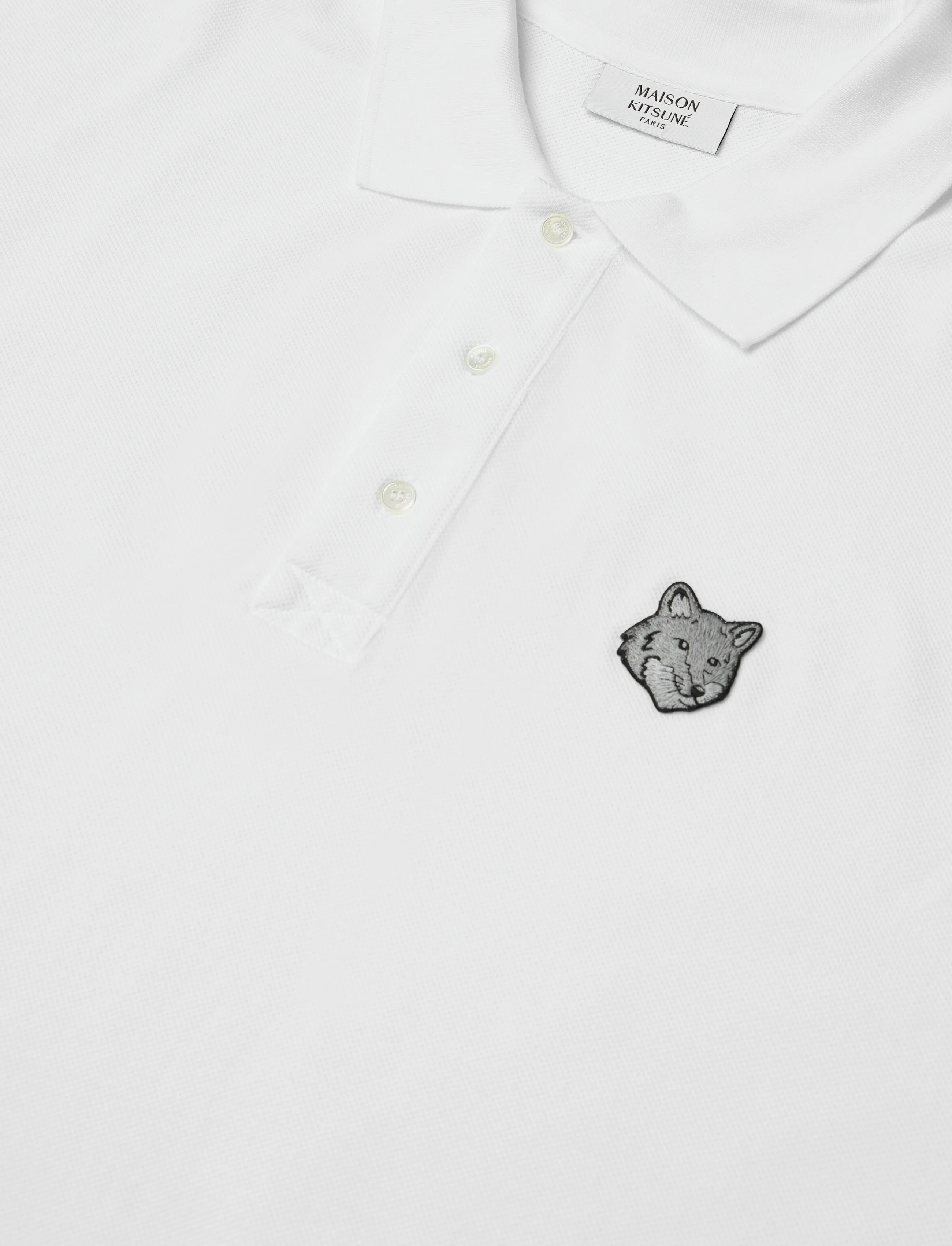 Maison Kitsune - BOLD FOX HEAD PATCH OVERSIZE POLO - stickade pikéer - white - 2