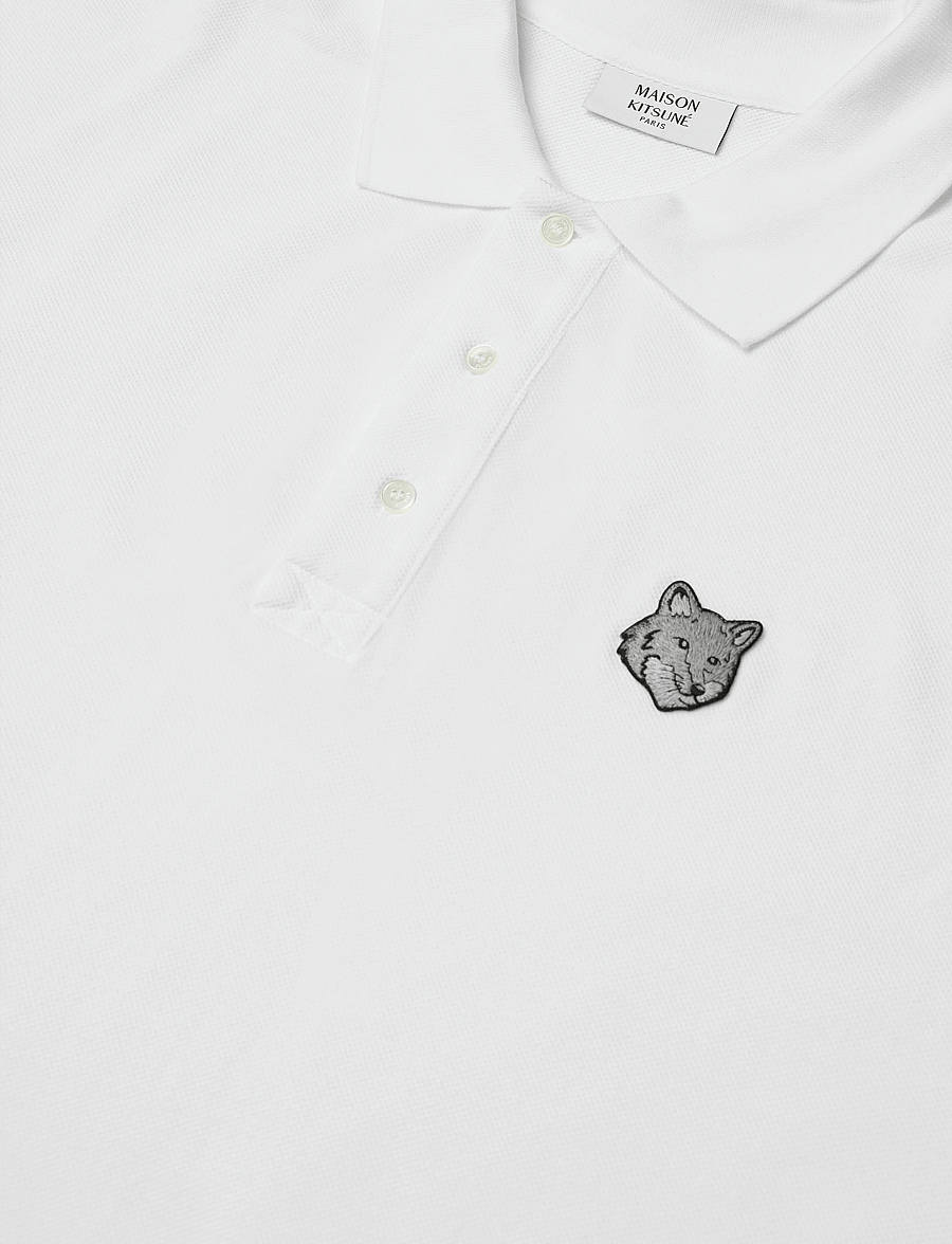 Maison Kitsune - BOLD FOX HEAD PATCH OVERSIZE POLO - polostrik - white - 2