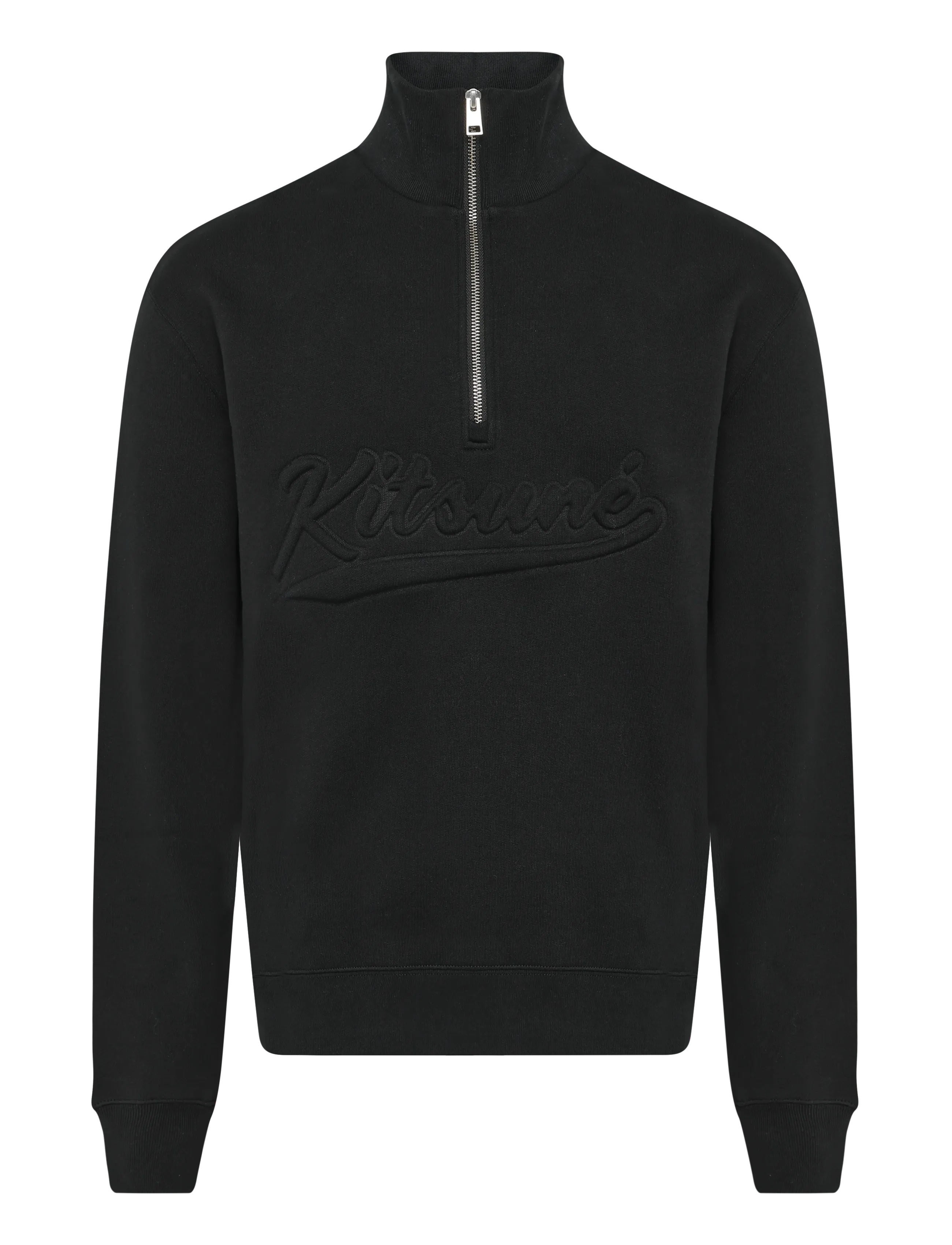 Maison Kitsune VARSITY HALF ZIP COMFORT SWEATER - Sweatshirts - BLACK / black