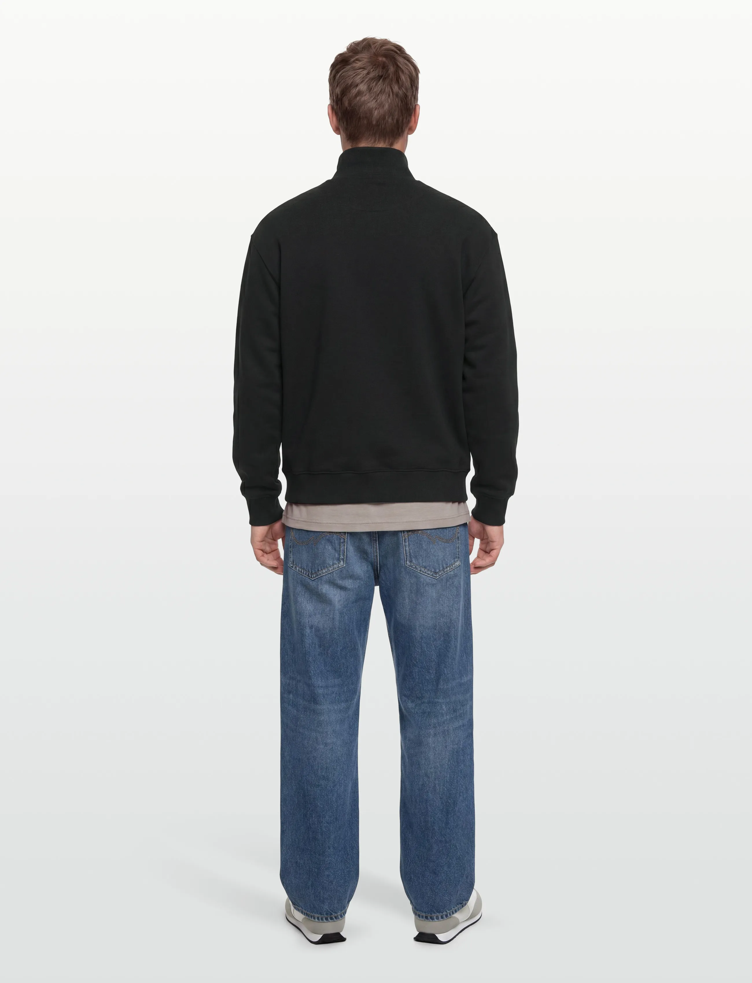 Maison Kitsune - VARSITY HALF ZIP COMFORT SWEATER - half zip strik - black - 4