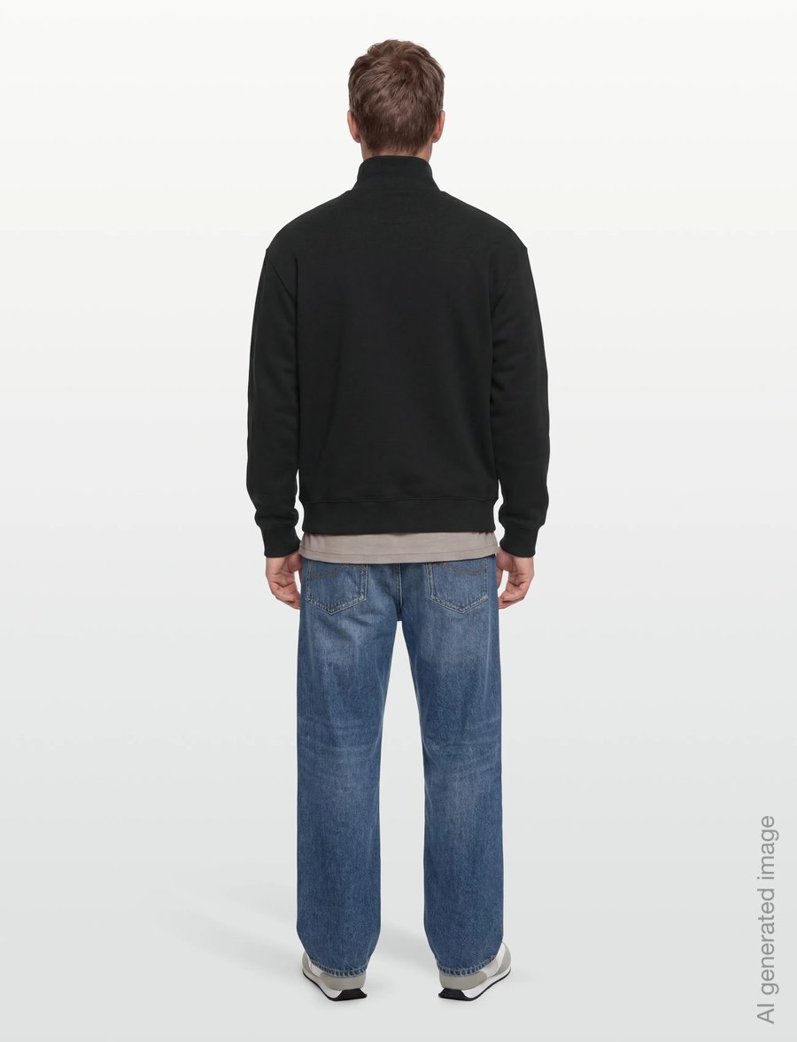 Maison Kitsune - VARSITY HALF ZIP COMFORT SWEATER - half zip strik - black - 4